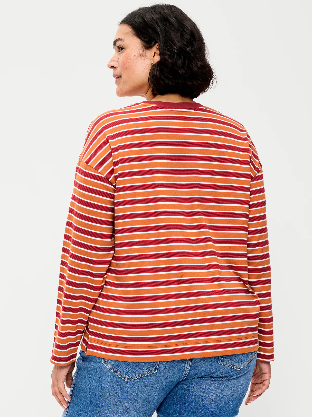 Vintage Long-Sleeve Crew-Neck T-Shirt - Burgundy Stripe