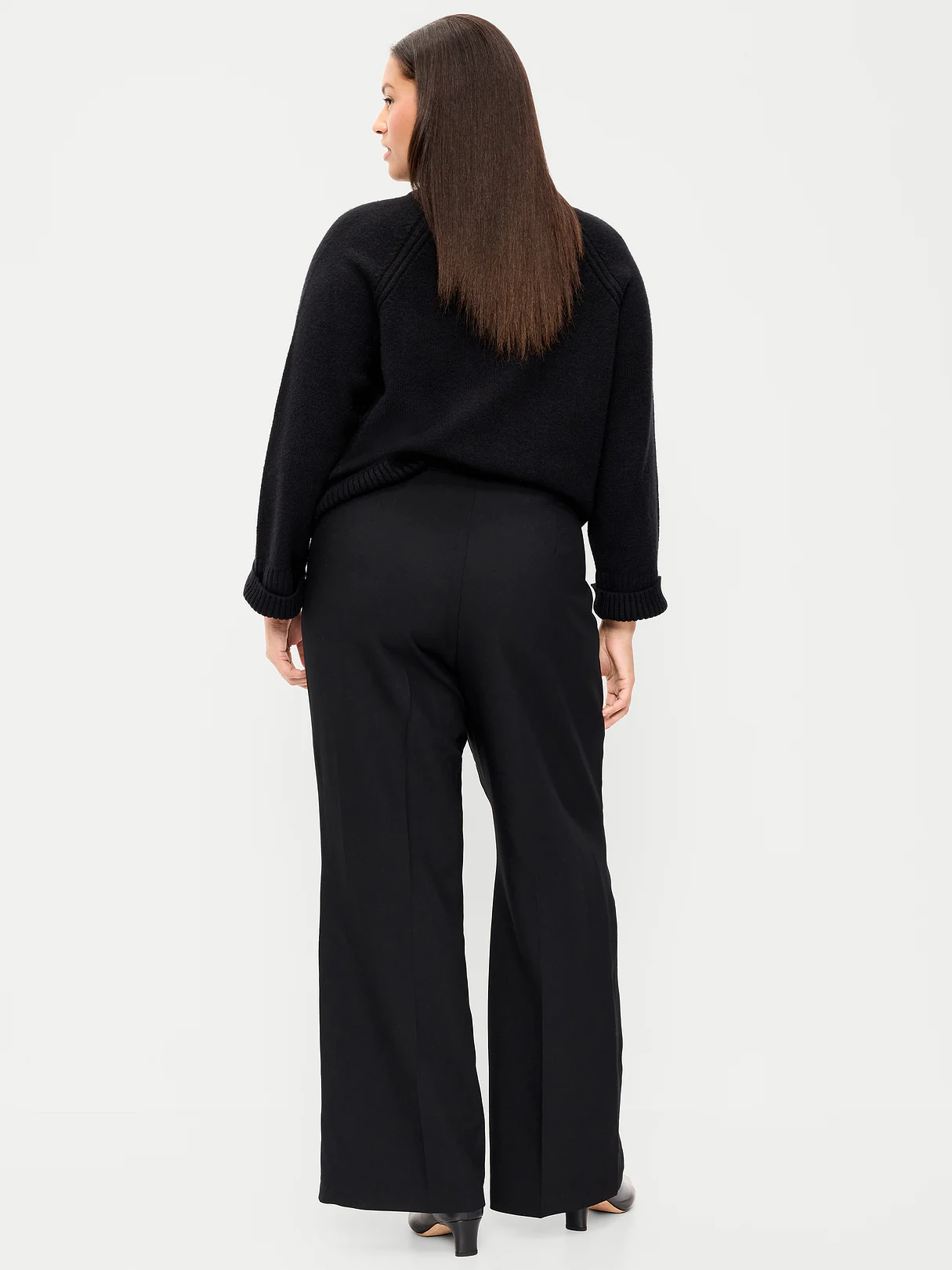High-Waisted Patch Pocket Flare Pants - Black Jack