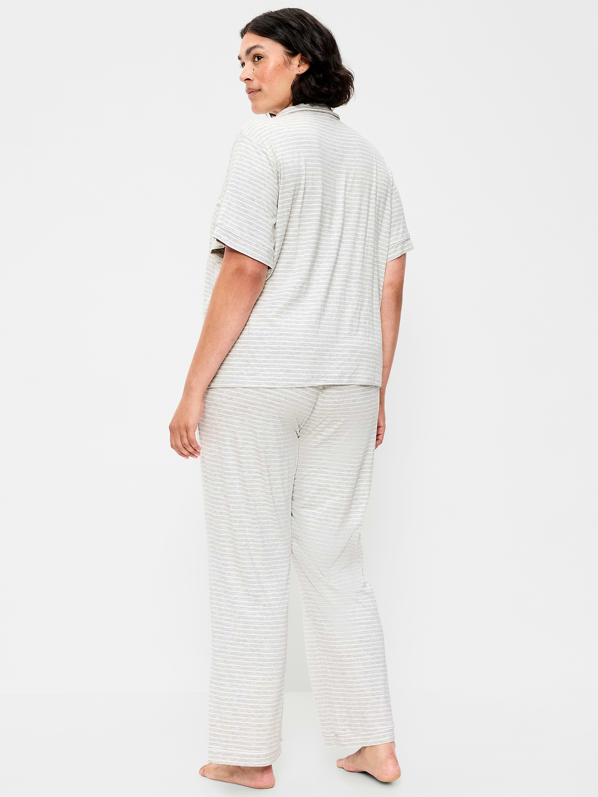 Sunday Sleep Knit Jersey Pant Set - Gray Stripe
