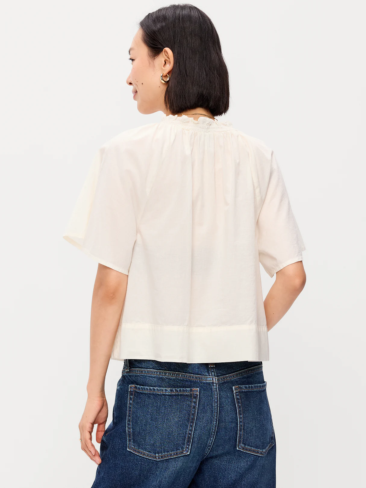 Loose Short-Sleeve Striped Top - Creme De La Creme