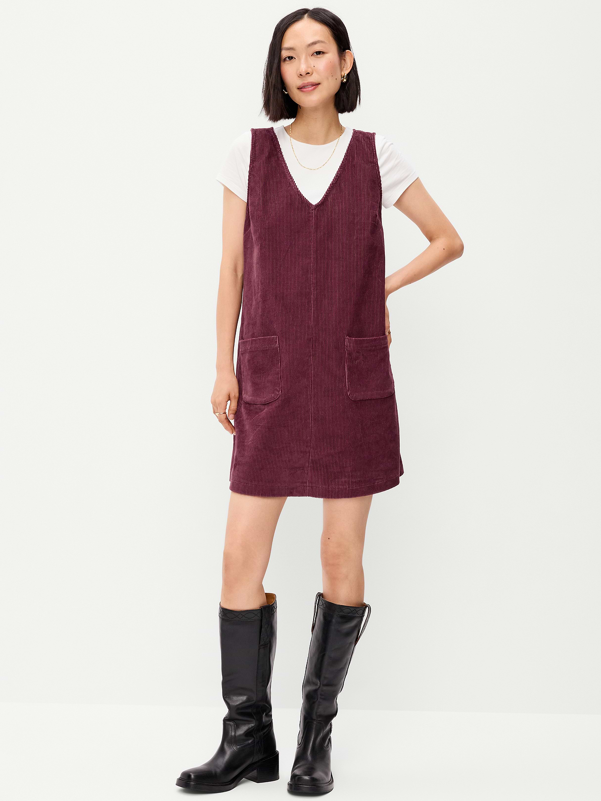 Sleeveless Pinafore Mini Dress - Red Lacquer