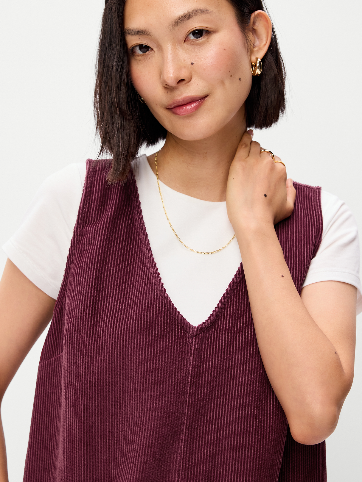 Sleeveless Pinafore Mini Dress - Red Lacquer