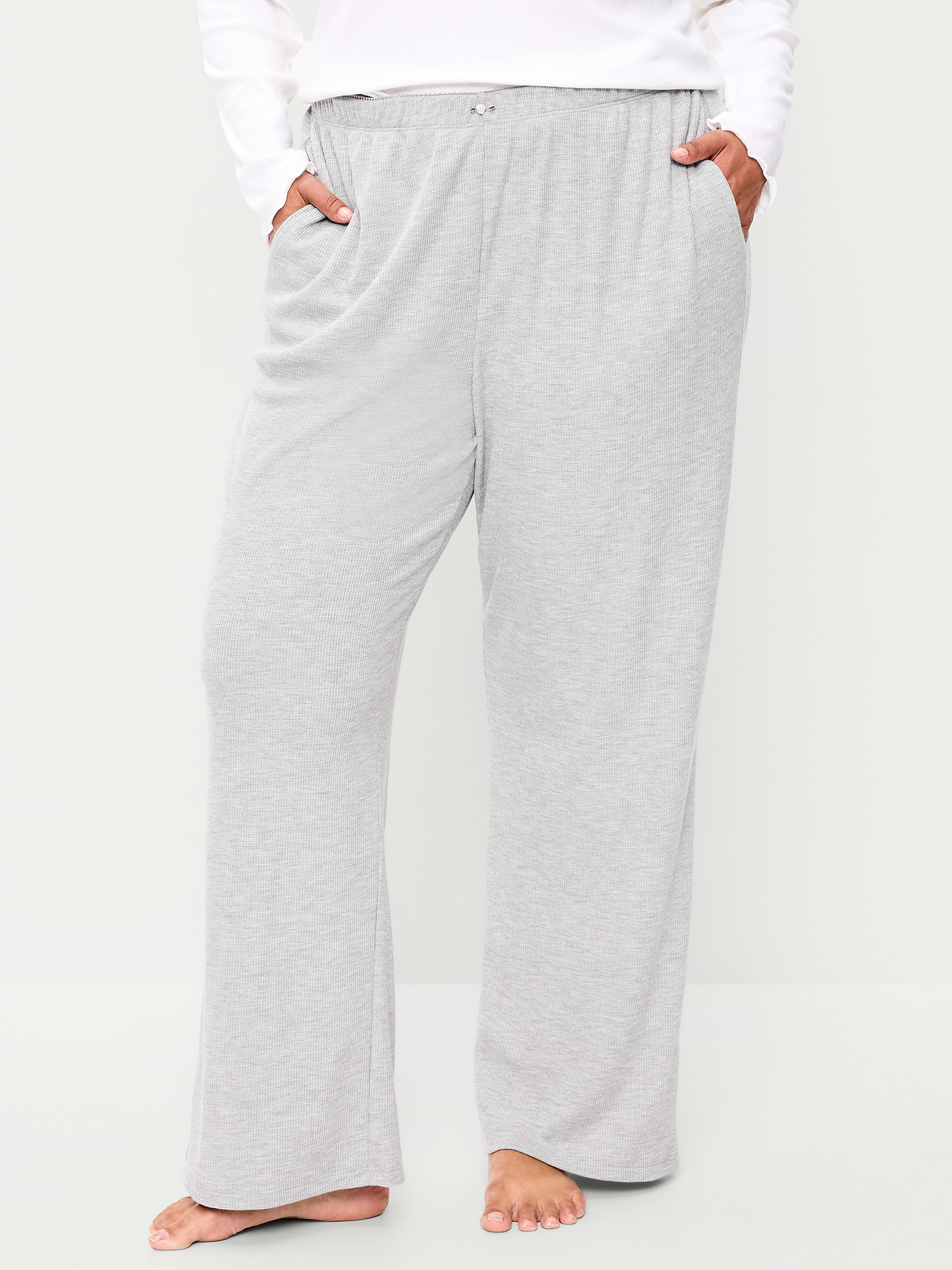 Waffle-Textured Pajama Pants - Heather Gray