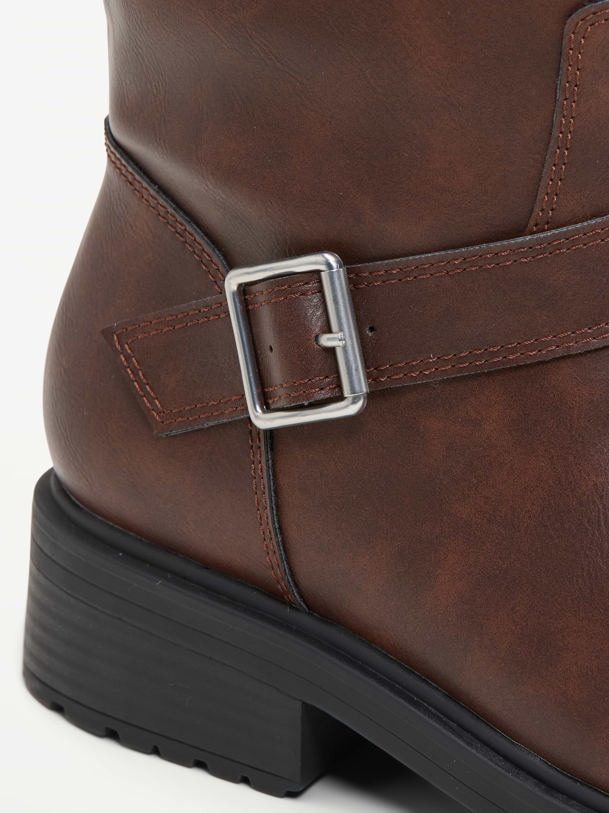 Faux-Leather Moto Boots for Women - Saddle