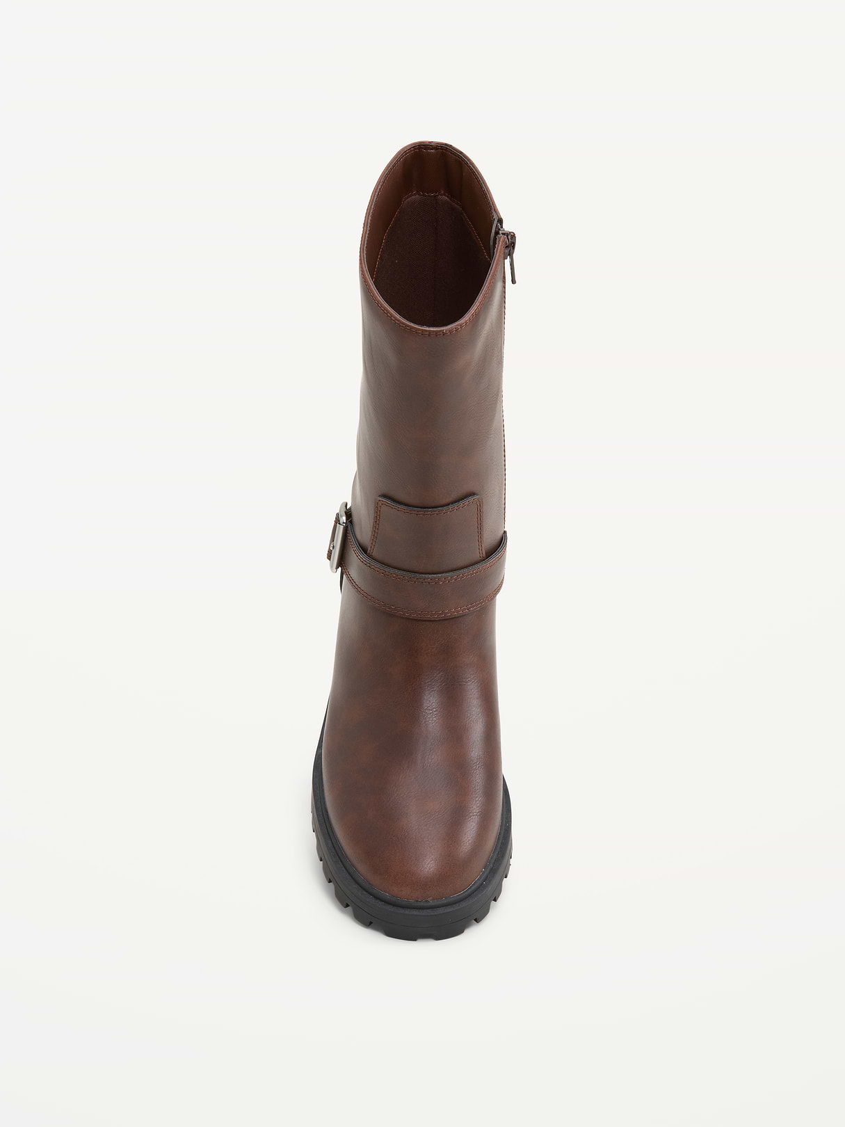Faux-Leather Moto Boots for Women - Saddle