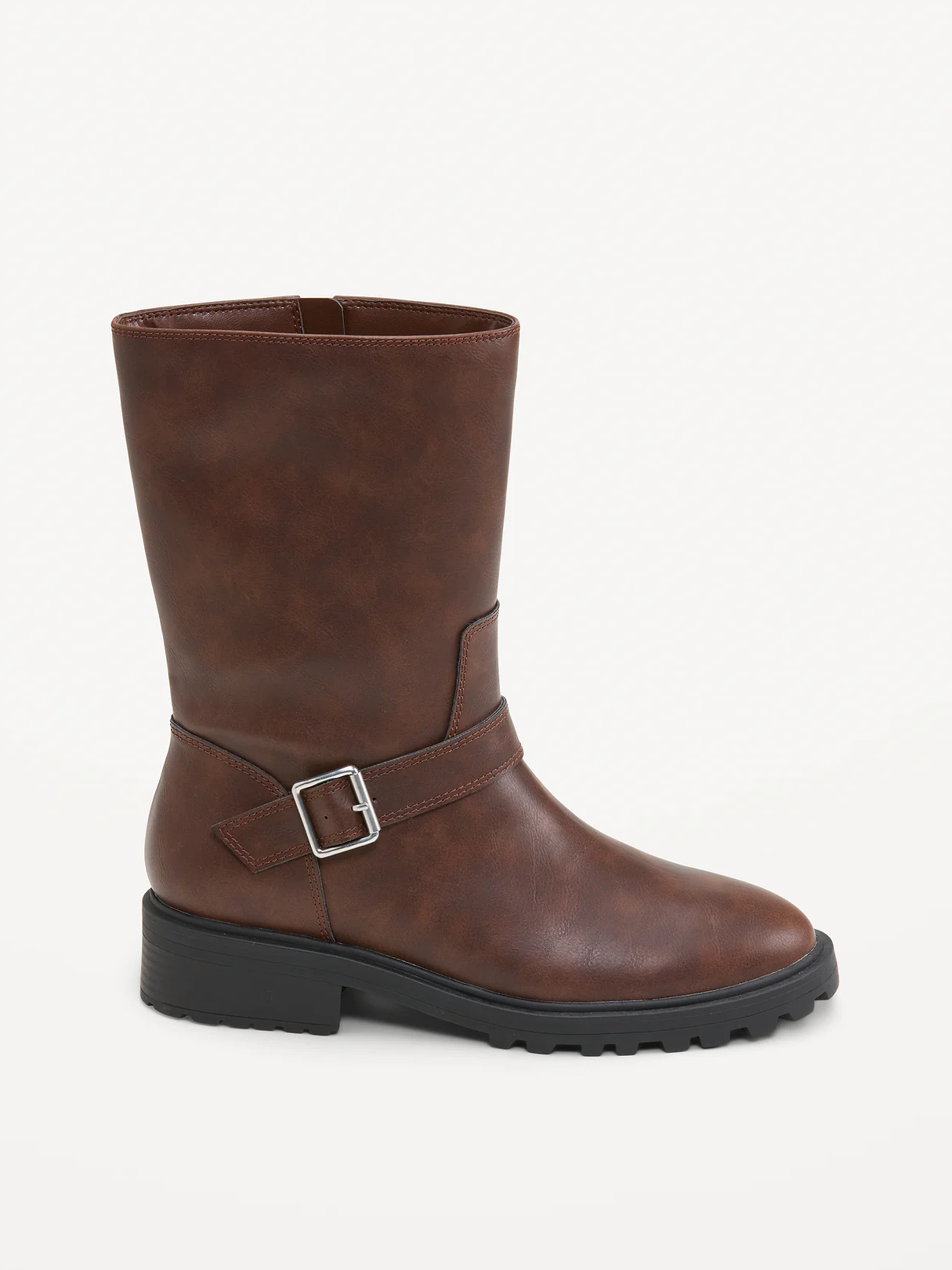 Faux-Leather Moto Boots for Women - Saddle