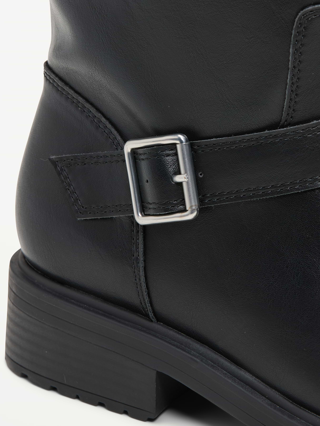 Faux-Leather Moto Boots for Women - Black Jack