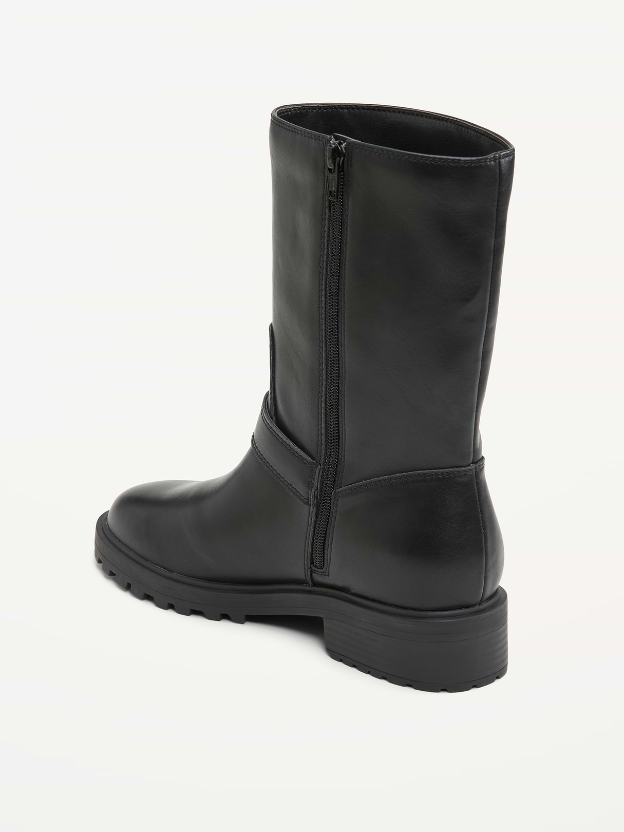 Faux-Leather Moto Boots for Women - Black Jack