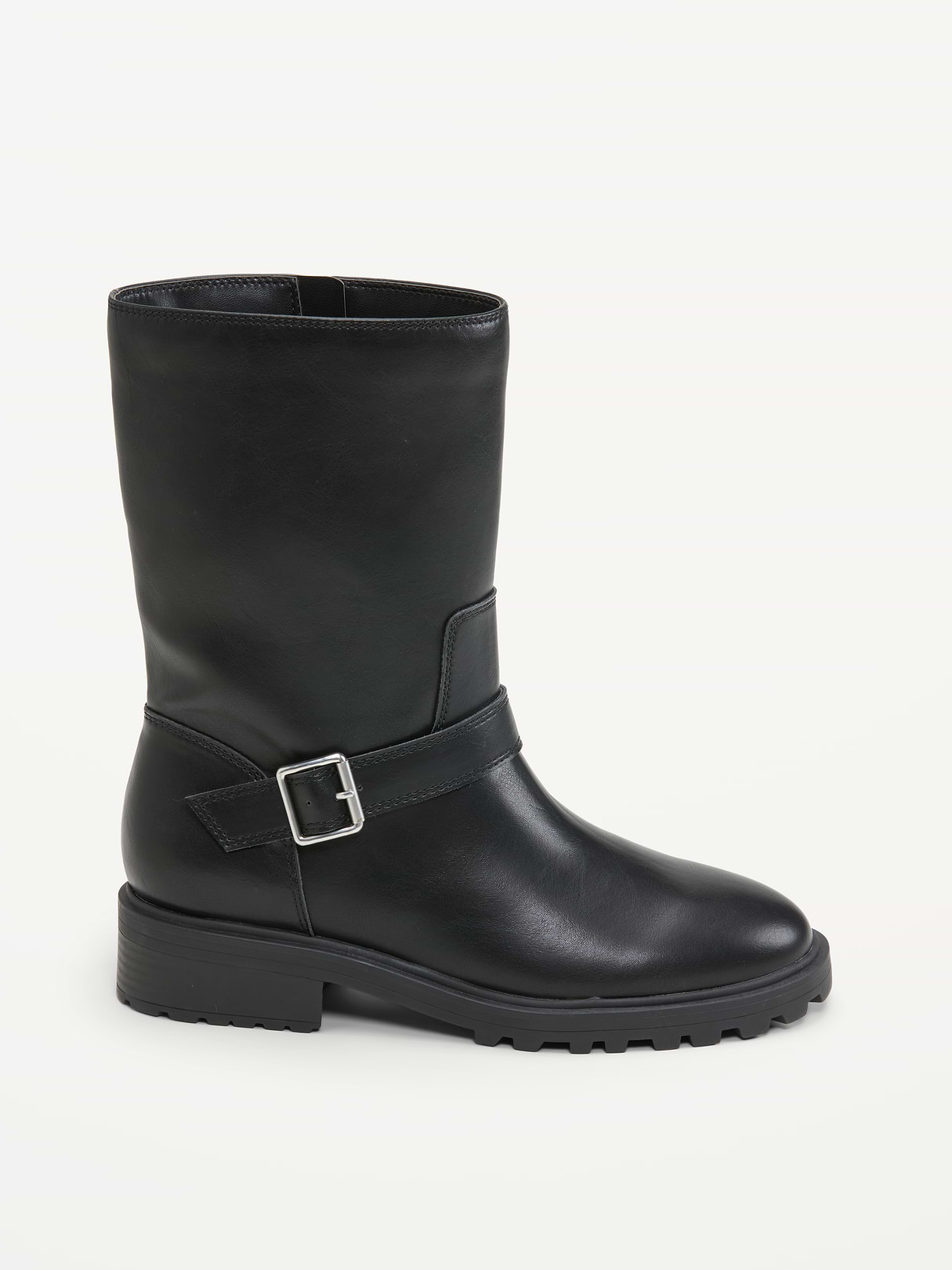 Faux-Leather Moto Boots for Women - Black Jack