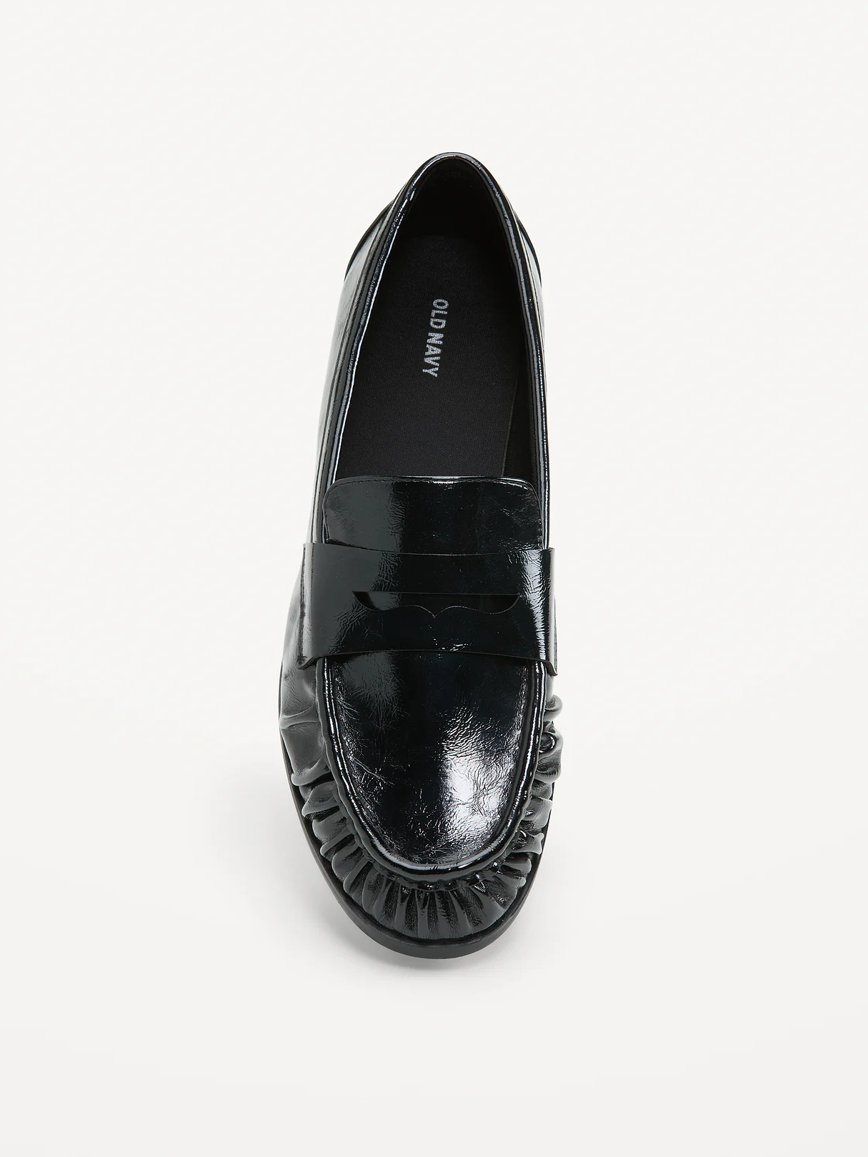 Faux-Leather Ruched Loafers - Black Jack