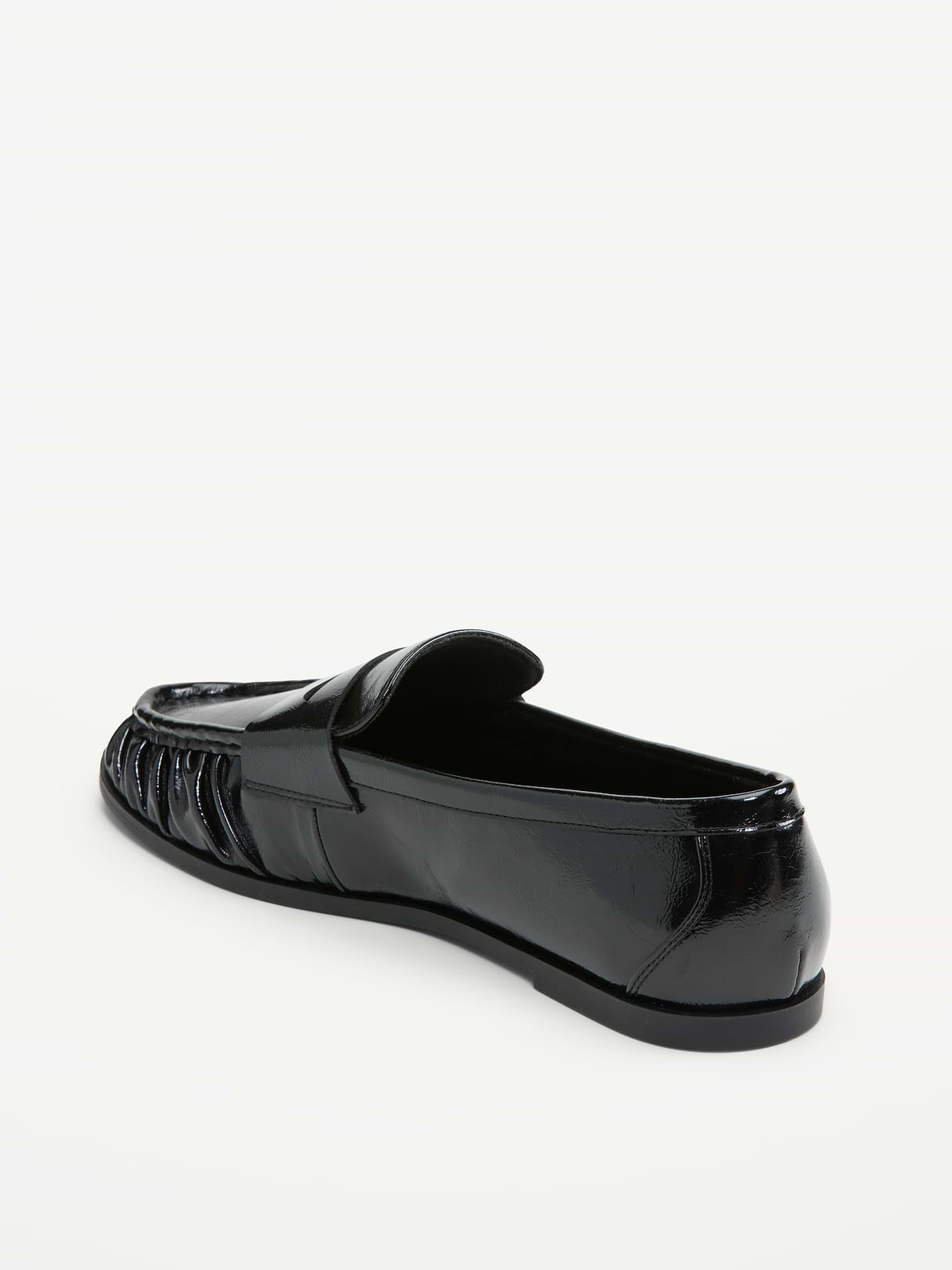 Faux-Leather Ruched Loafers - Black Jack