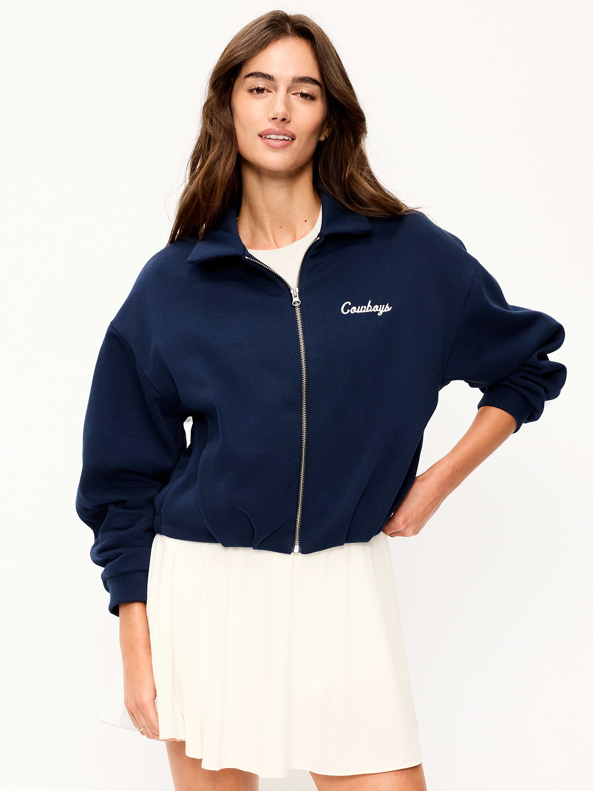 Buffalo Bills Oversized Fleece Bomber Jacket for Women - Dallas Cowboys