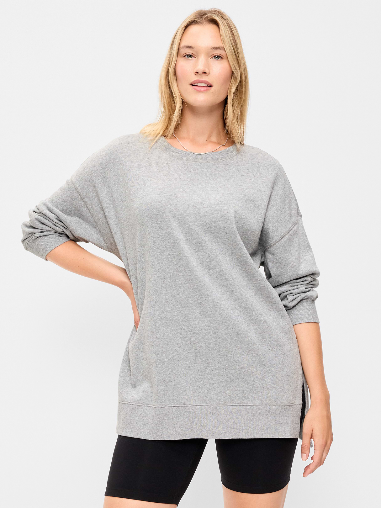 SoComfy Relaxed Tunic Sweatshirt - Heather Gray