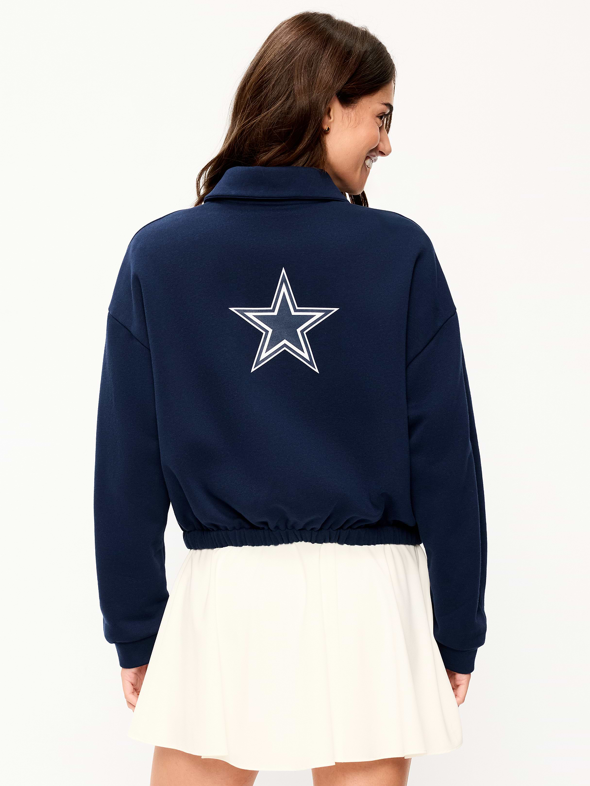 Buffalo Bills Oversized Fleece Bomber Jacket for Women - Dallas Cowboys