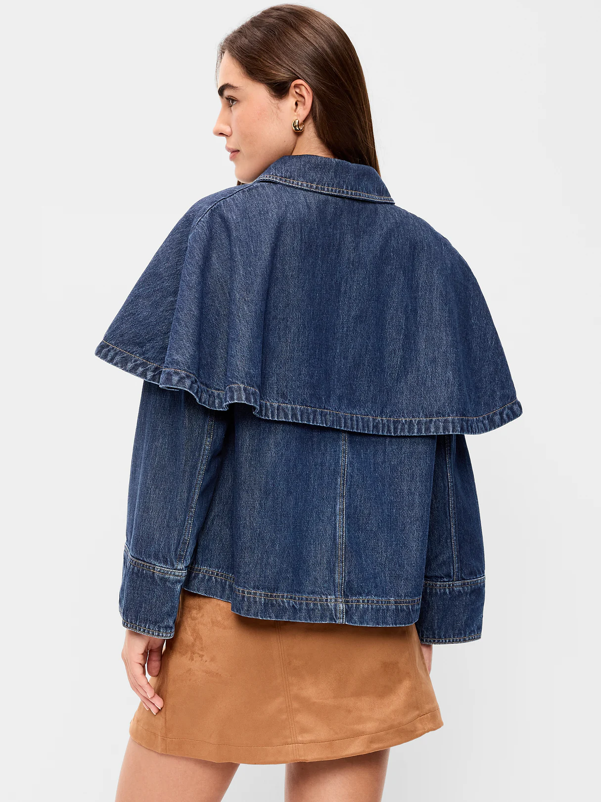 Denim Cape Jacket - Dark Wash