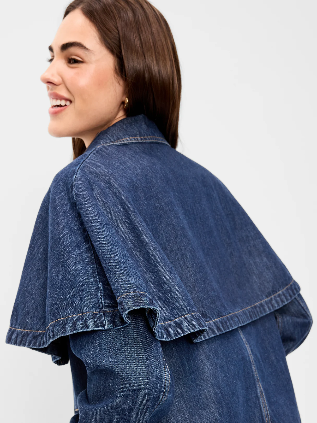 Denim Cape Jacket - Dark Wash