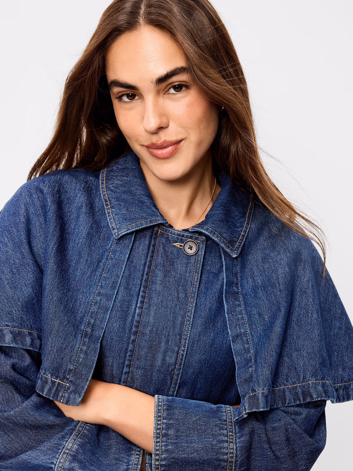 Denim Cape Jacket - Dark Wash