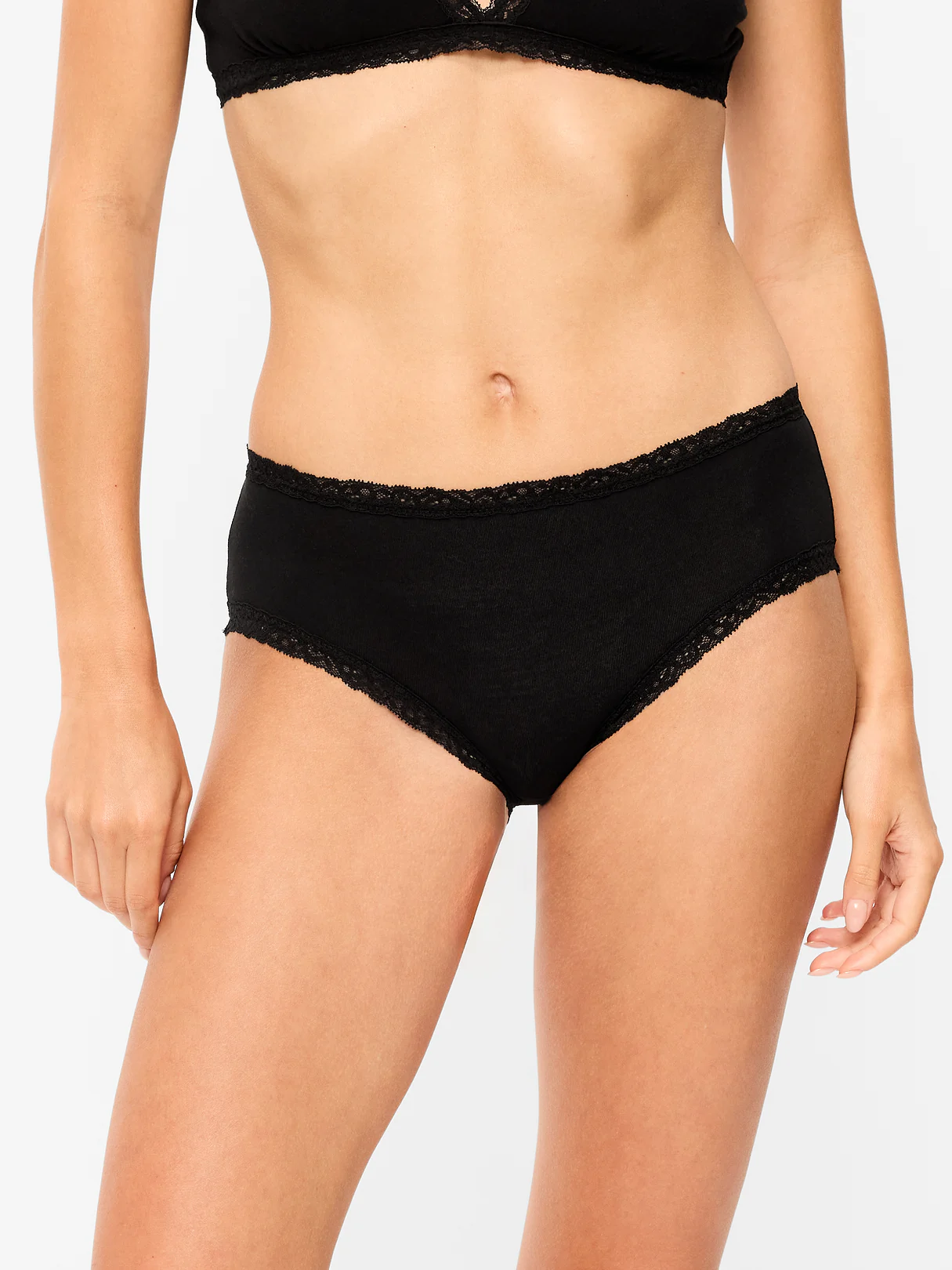 Lace-Trim Hipster Underwear - Black Jack