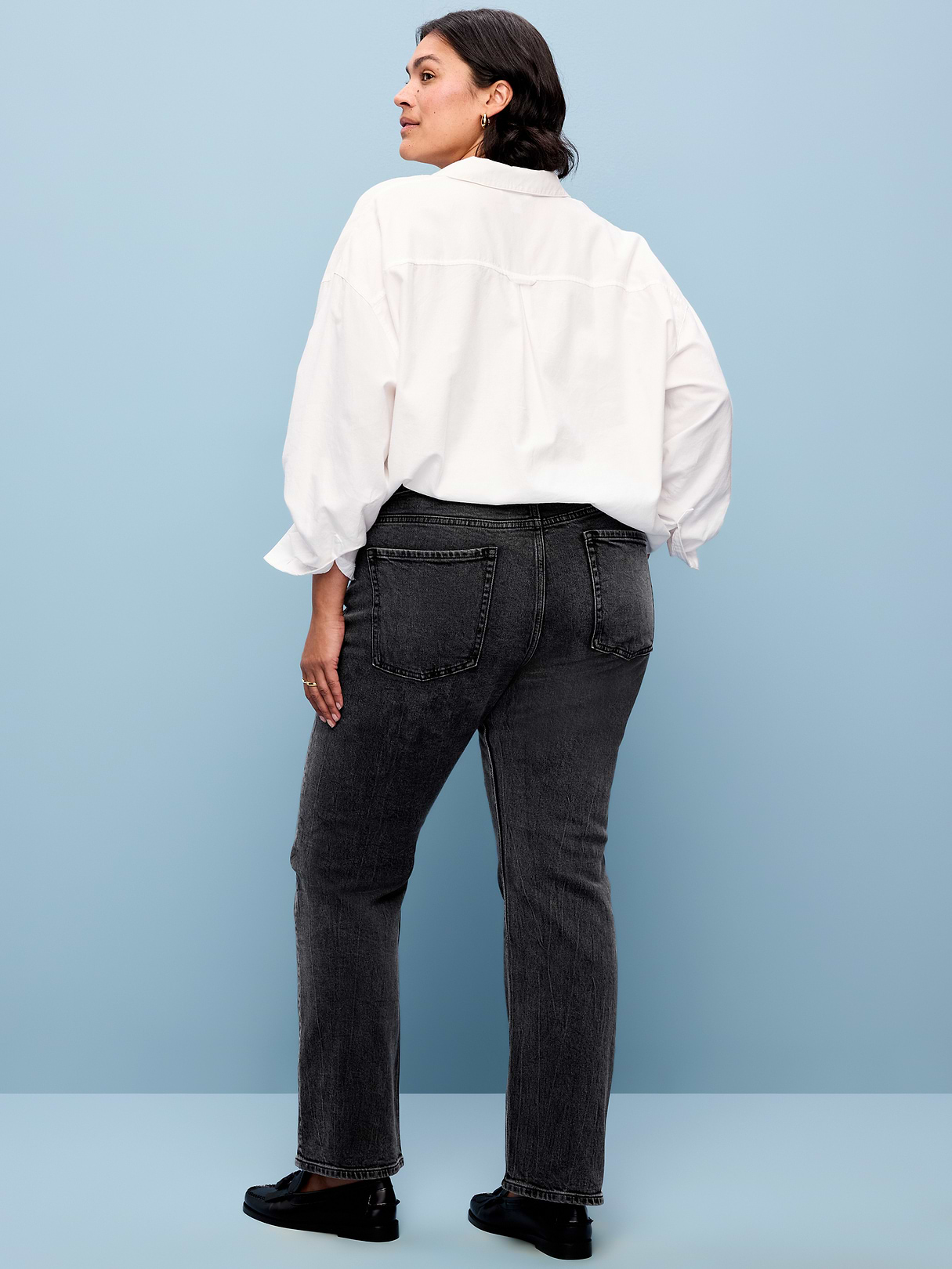 Mid-Rise Straight Leg Jeans - Grey Matter