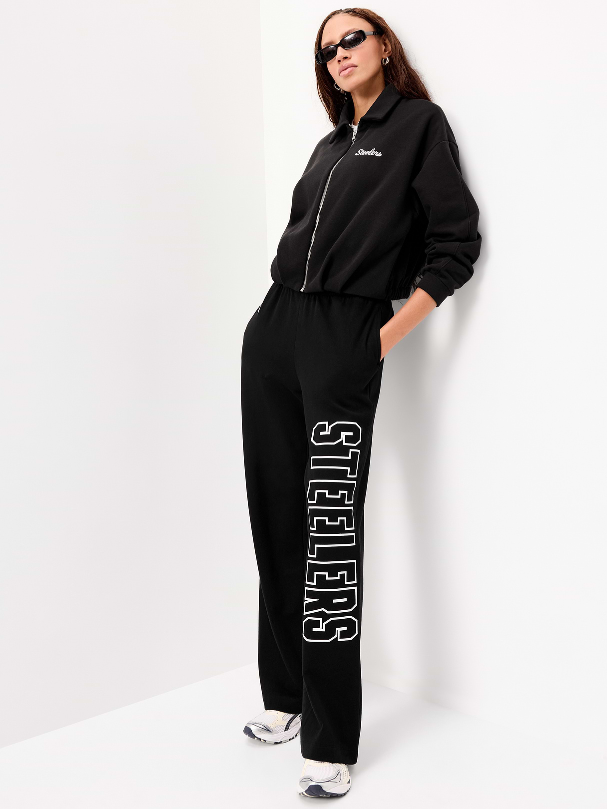 Buffalo Bills Oversized Fleece Bomber Jacket for Women - Pittsburgh Steelers