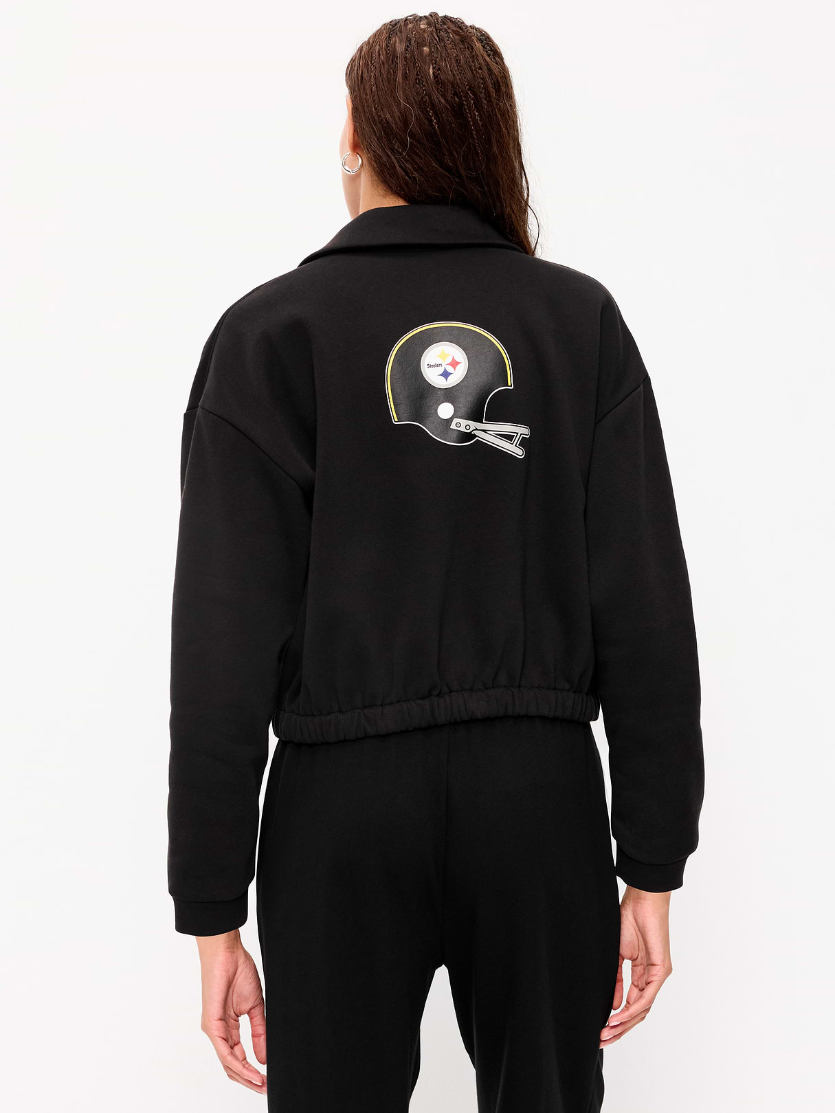 Buffalo Bills Oversized Fleece Bomber Jacket for Women - Pittsburgh Steelers