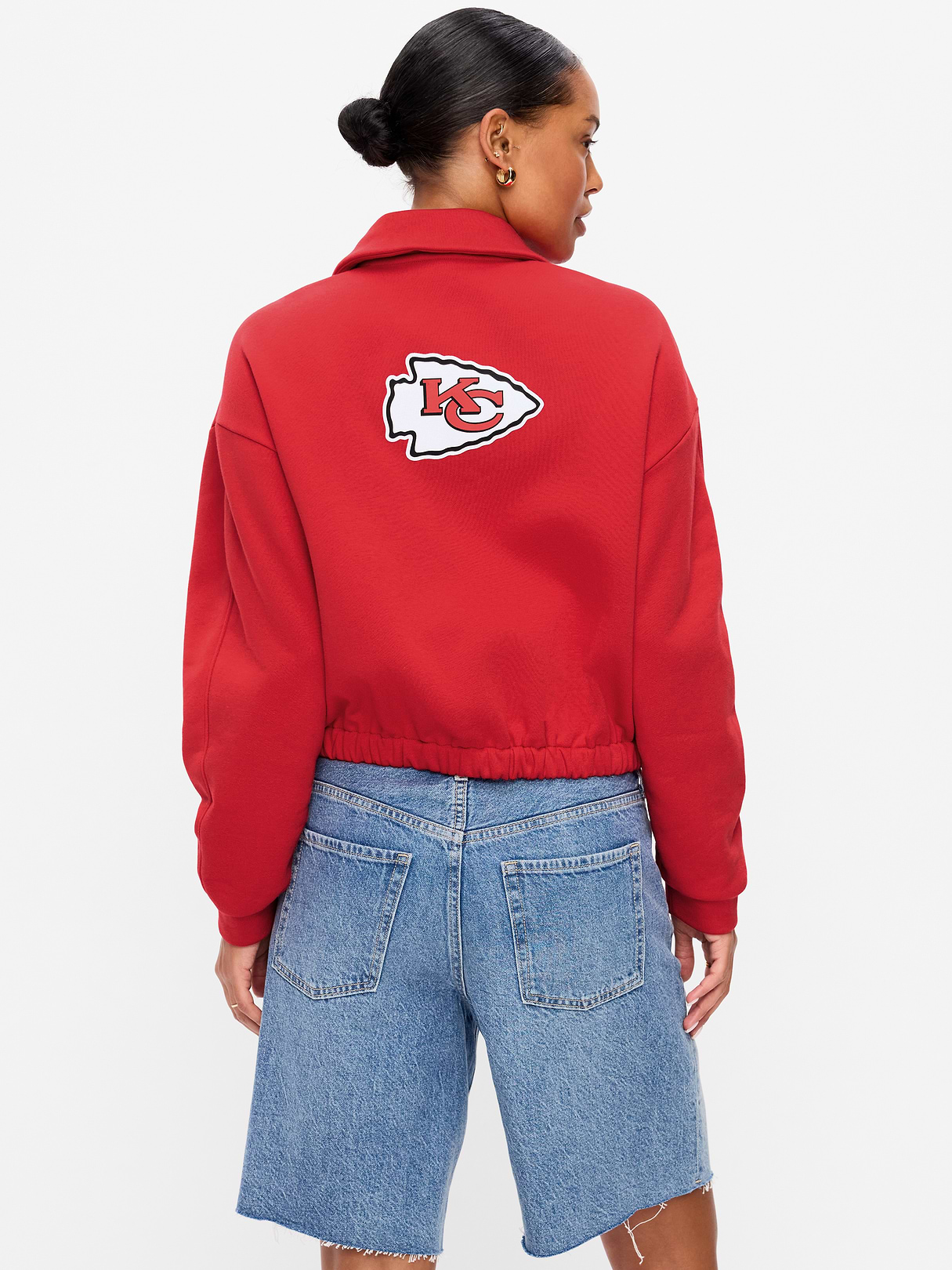 Buffalo Bills Oversized Fleece Bomber Jacket for Women - Kansas City Chiefs
