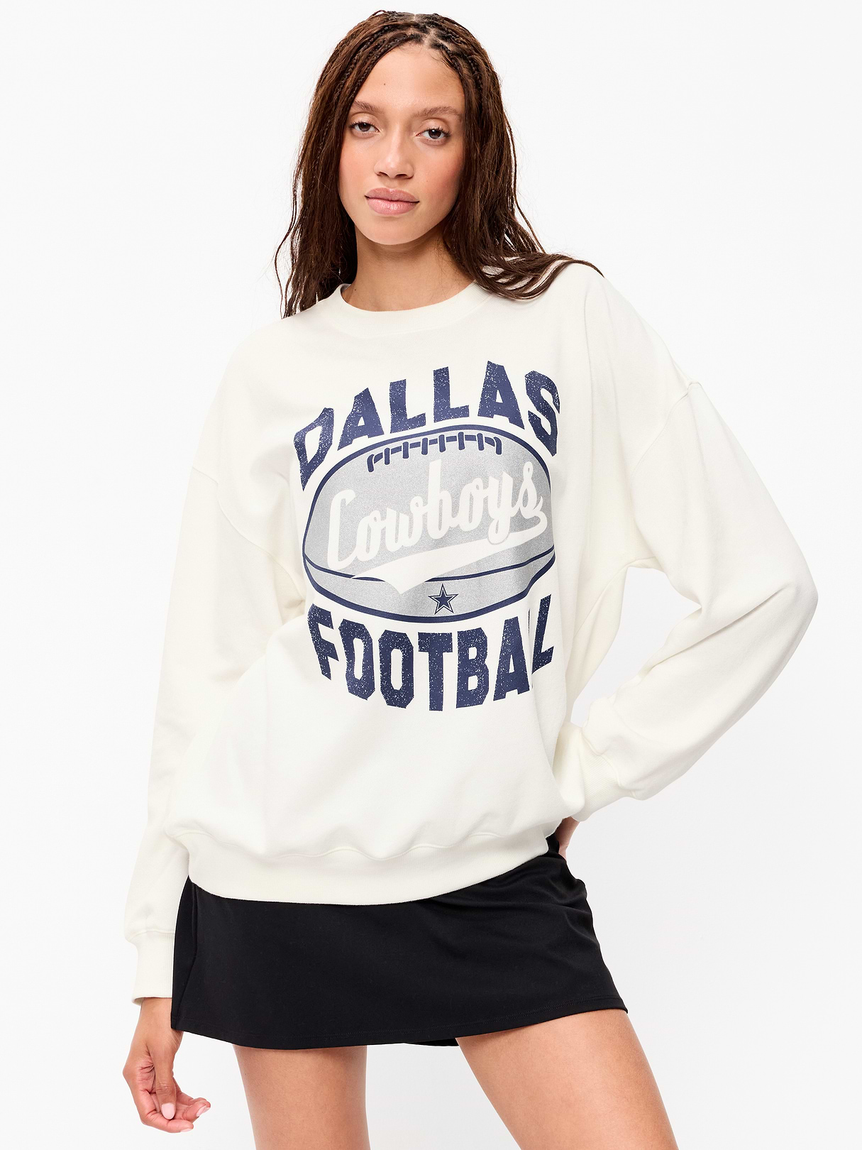 Buffalo Bills Oversized Fleece Sweatshirt for Women - Dallas Cowboys