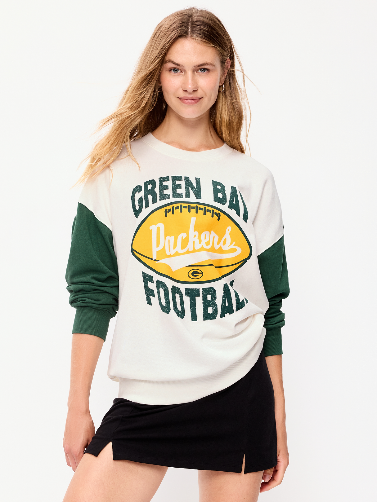 Buffalo Bills Oversized Fleece Sweatshirt for Women - Green Bay Packers