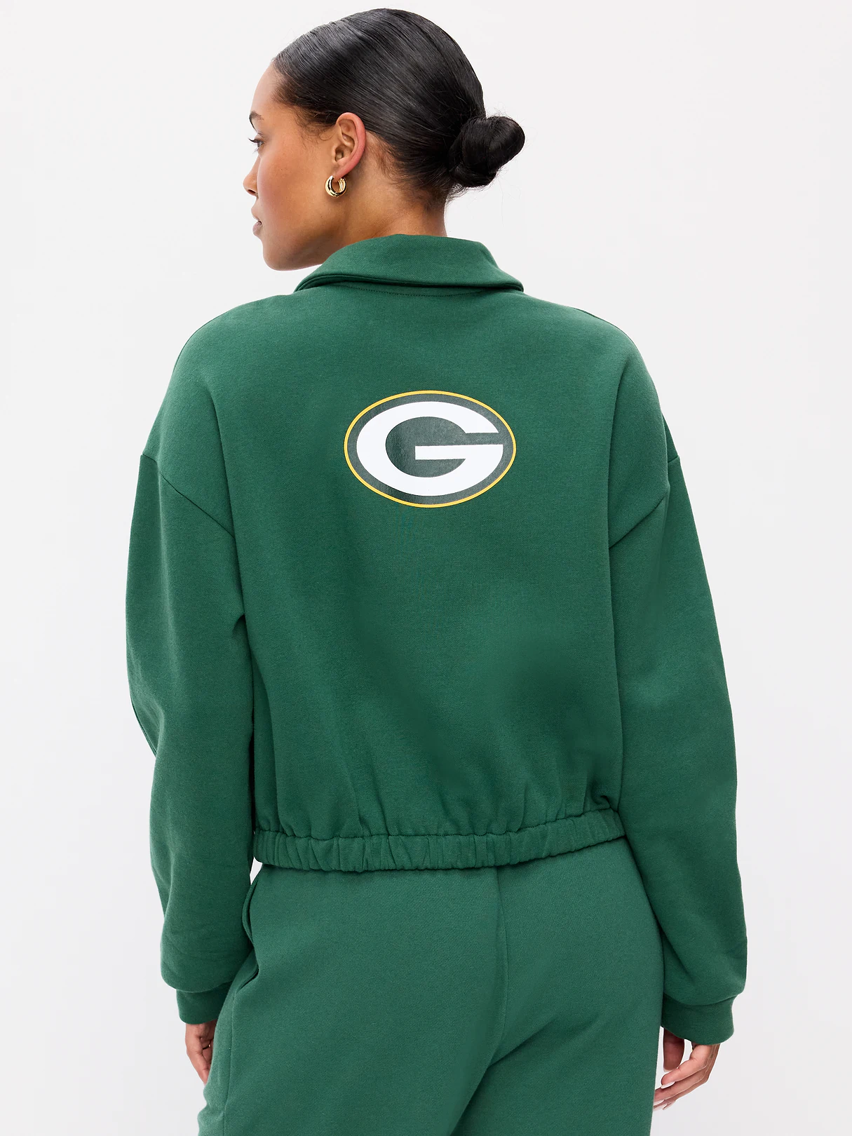 Buffalo Bills Oversized Fleece Bomber Jacket for Women - Green Bay Packers