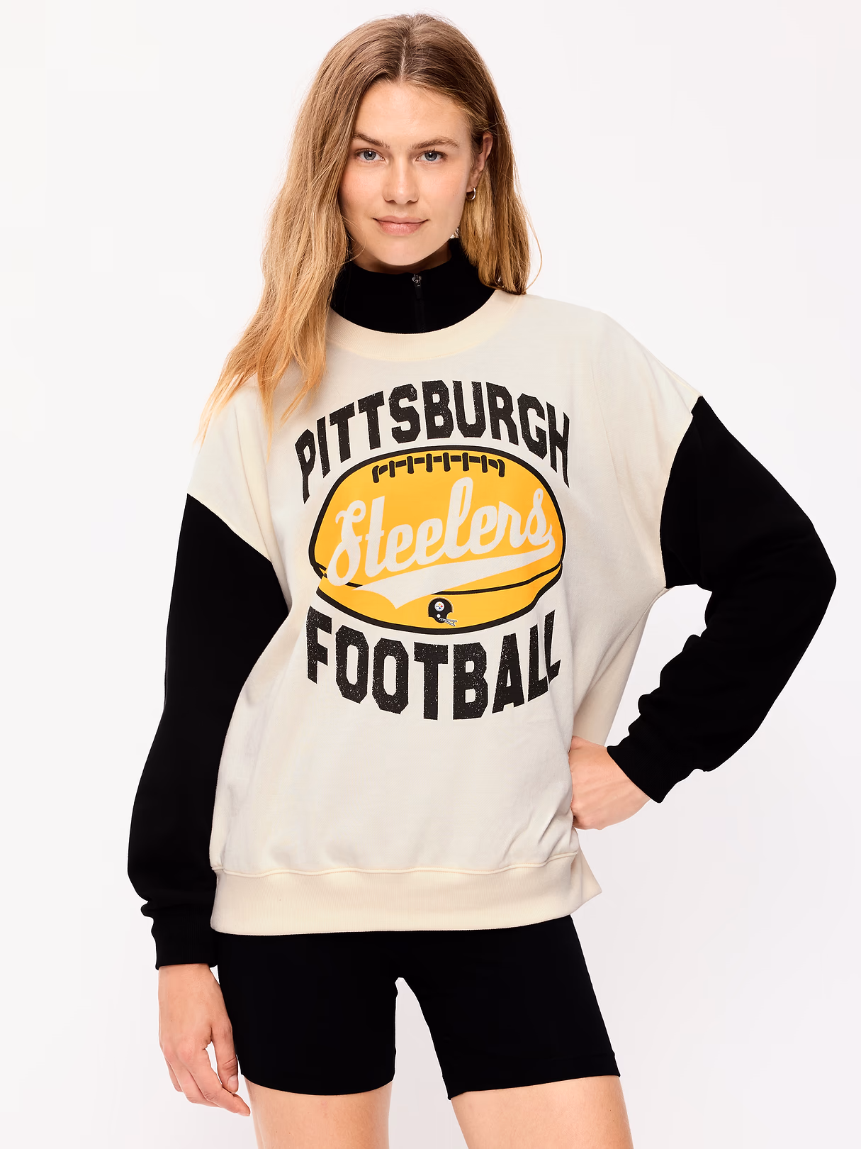 Buffalo Bills Oversized Fleece Sweatshirt for Women - Pittsburgh Steelers