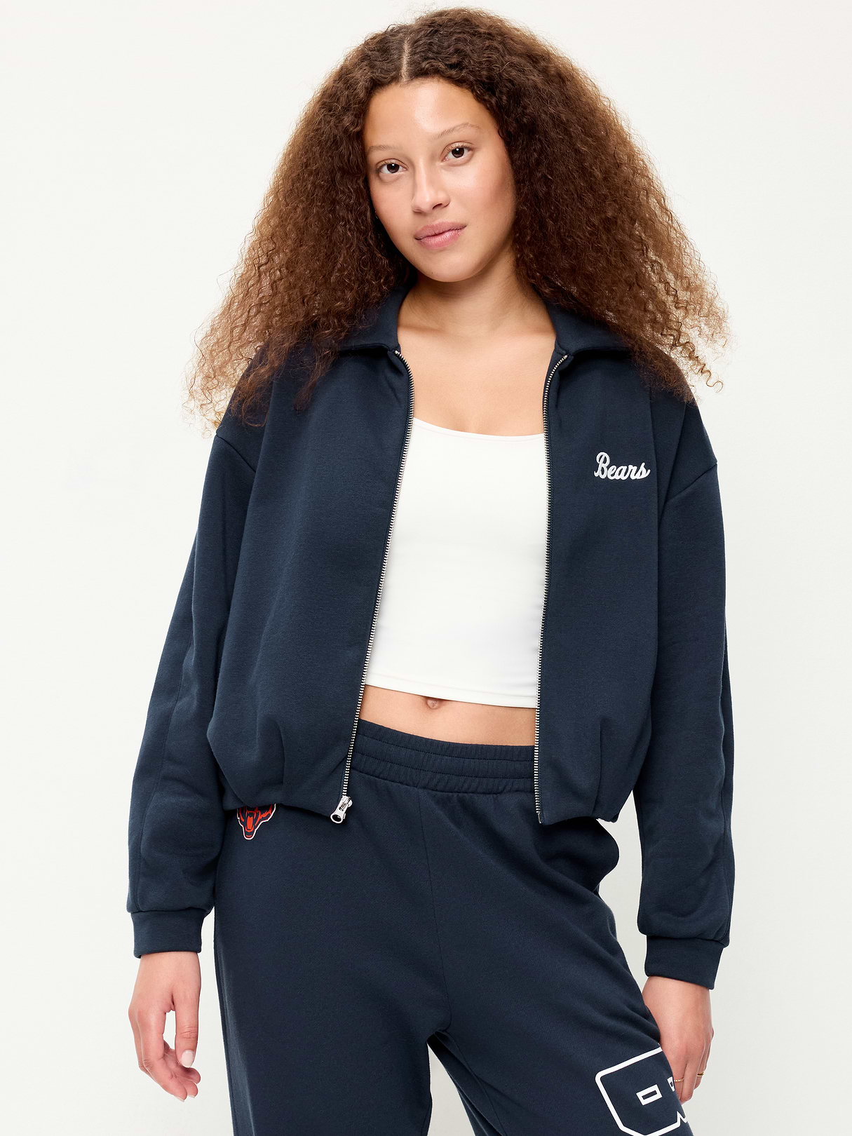 Buffalo Bills Oversized Fleece Bomber Jacket for Women - Chicago Bears