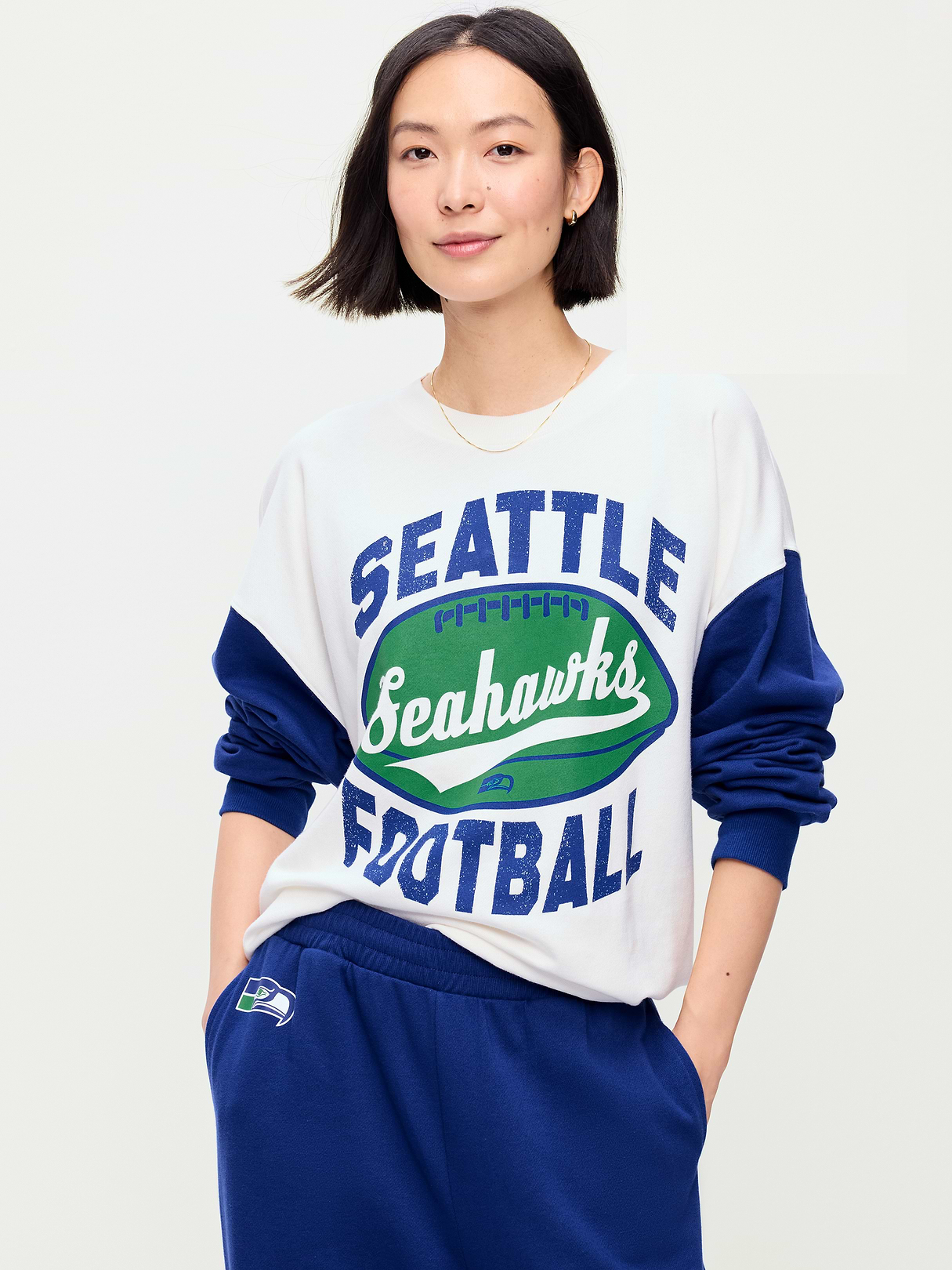 Buffalo Bills Oversized Fleece Sweatshirt for Women - Seattle Seahawks