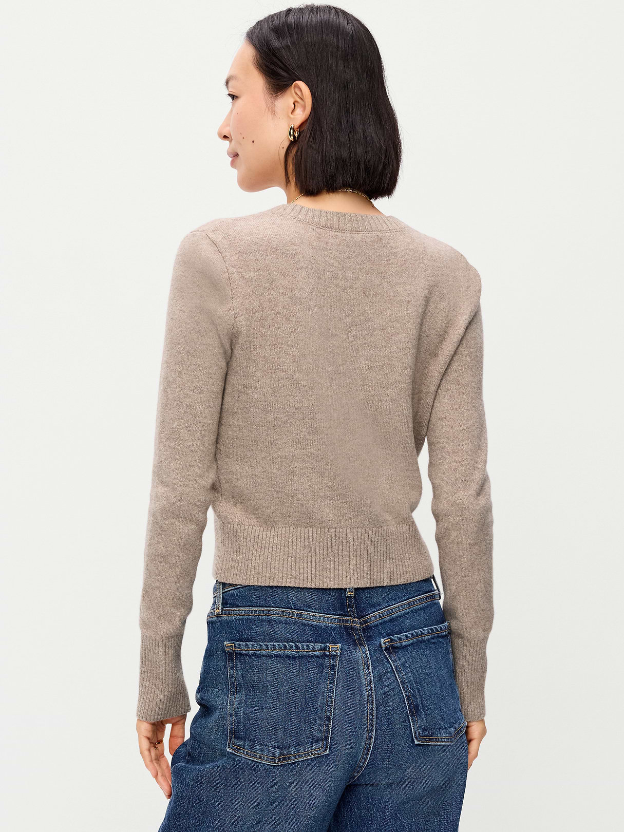 SoSoft Cropped Crew-Neck Cardigan - Mushroom