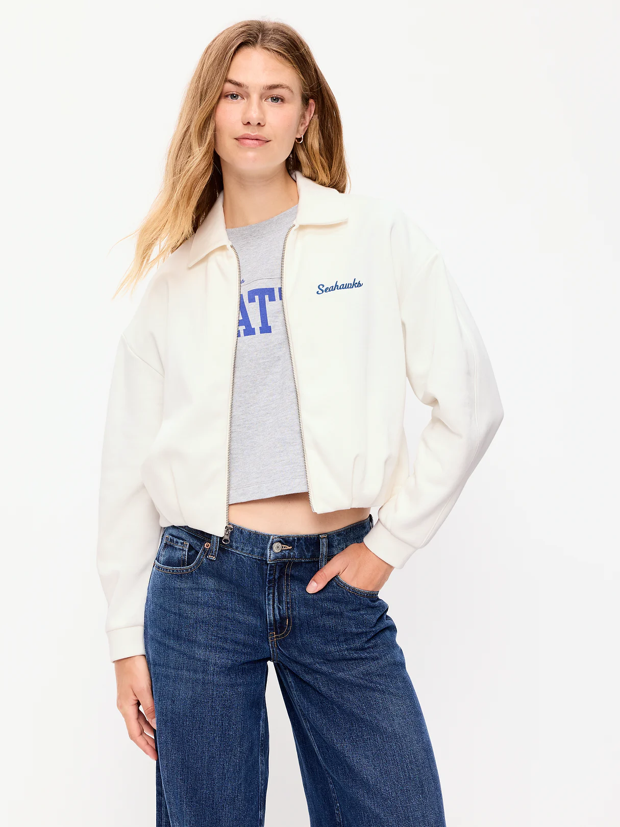 Buffalo Bills Oversized Fleece Bomber Jacket for Women - Seattle Seahawks