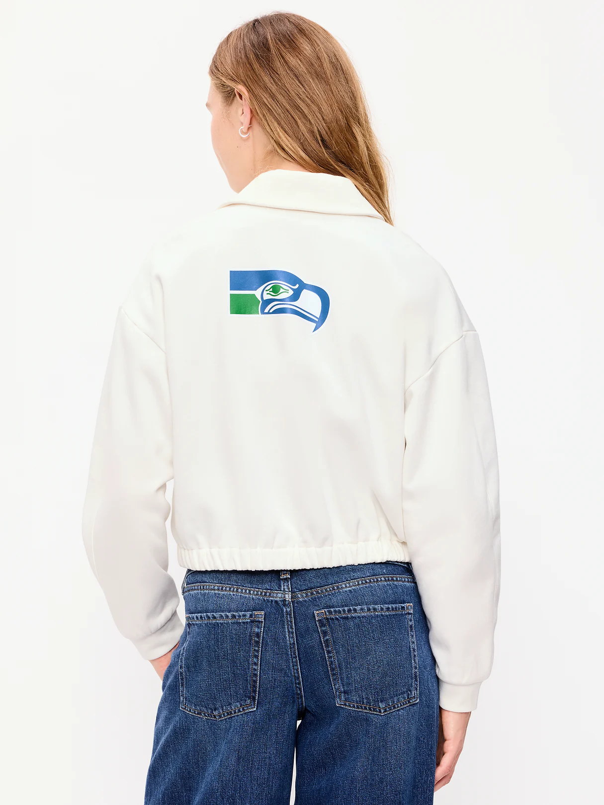 Buffalo Bills Oversized Fleece Bomber Jacket for Women - Seattle Seahawks
