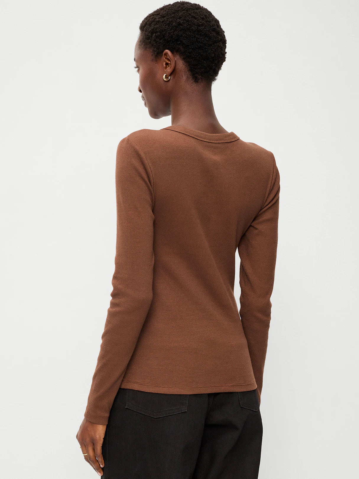Snug Long-Sleeve Striped Ribbed T-Shirt - Coco de mer