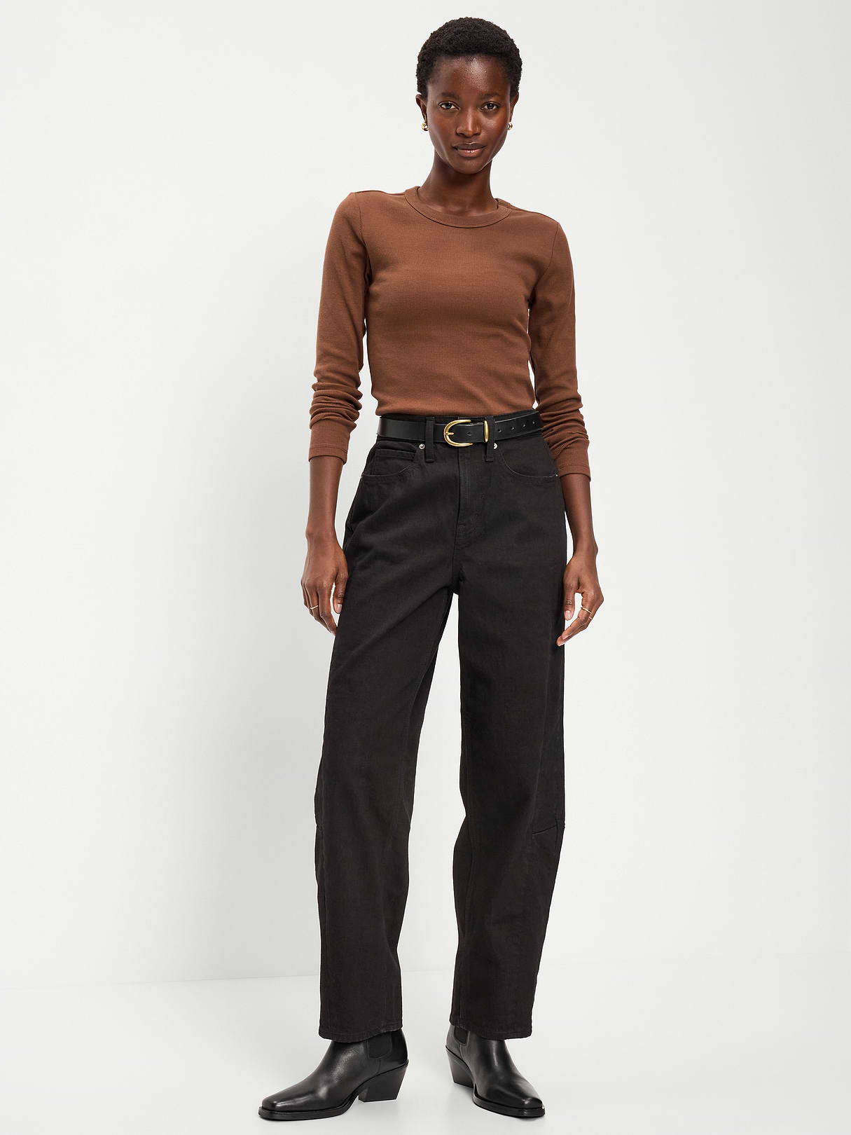Snug Long-Sleeve Striped Ribbed T-Shirt - Coco de mer