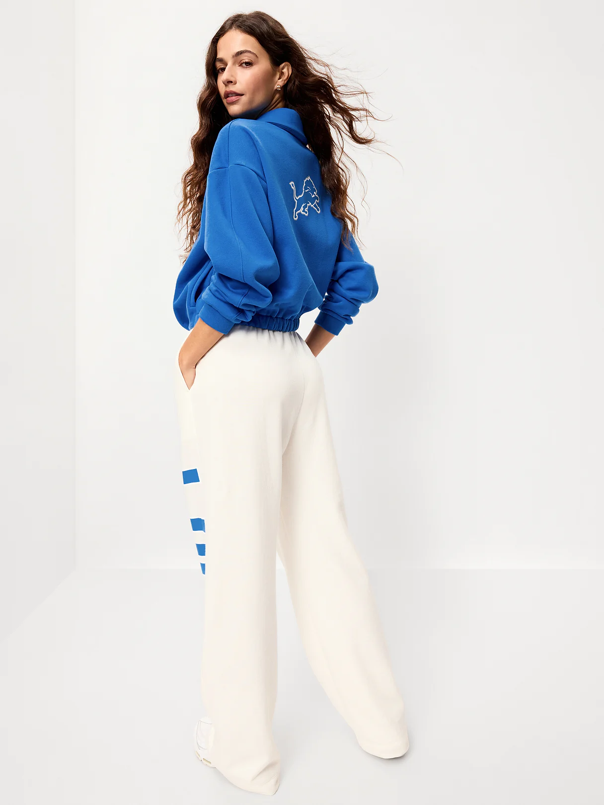 Buffalo Bills Oversized Fleece Bomber Jacket for Women - Detroit Lions