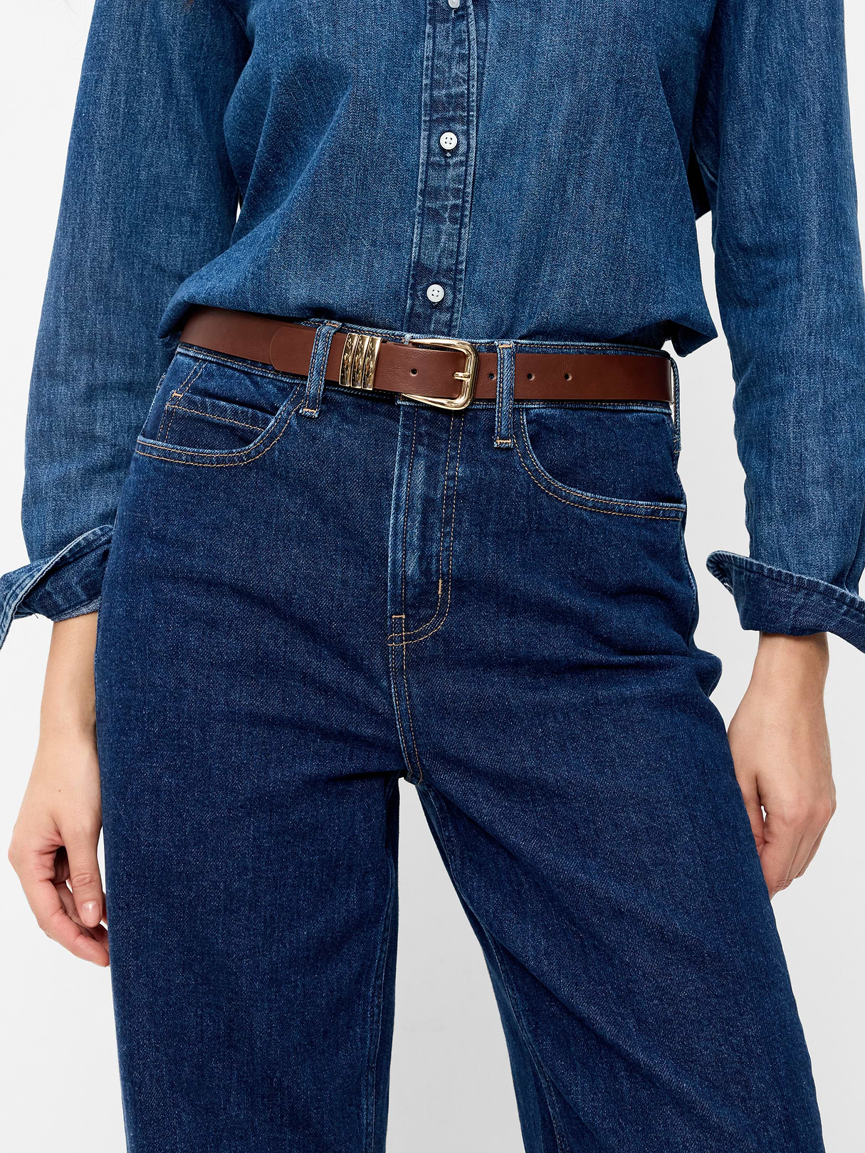 Triple-Loop Skinny Belt for Women - Coco de mer