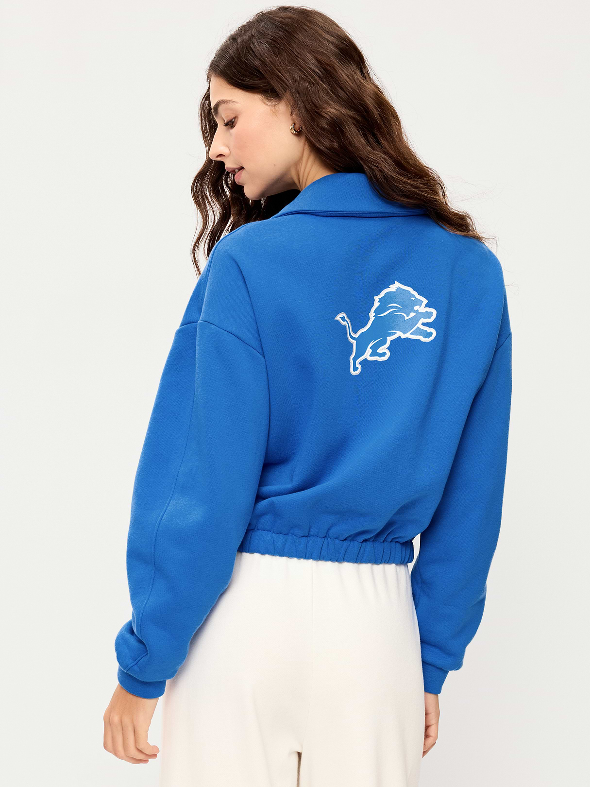 Buffalo Bills Oversized Fleece Bomber Jacket for Women - Detroit Lions
