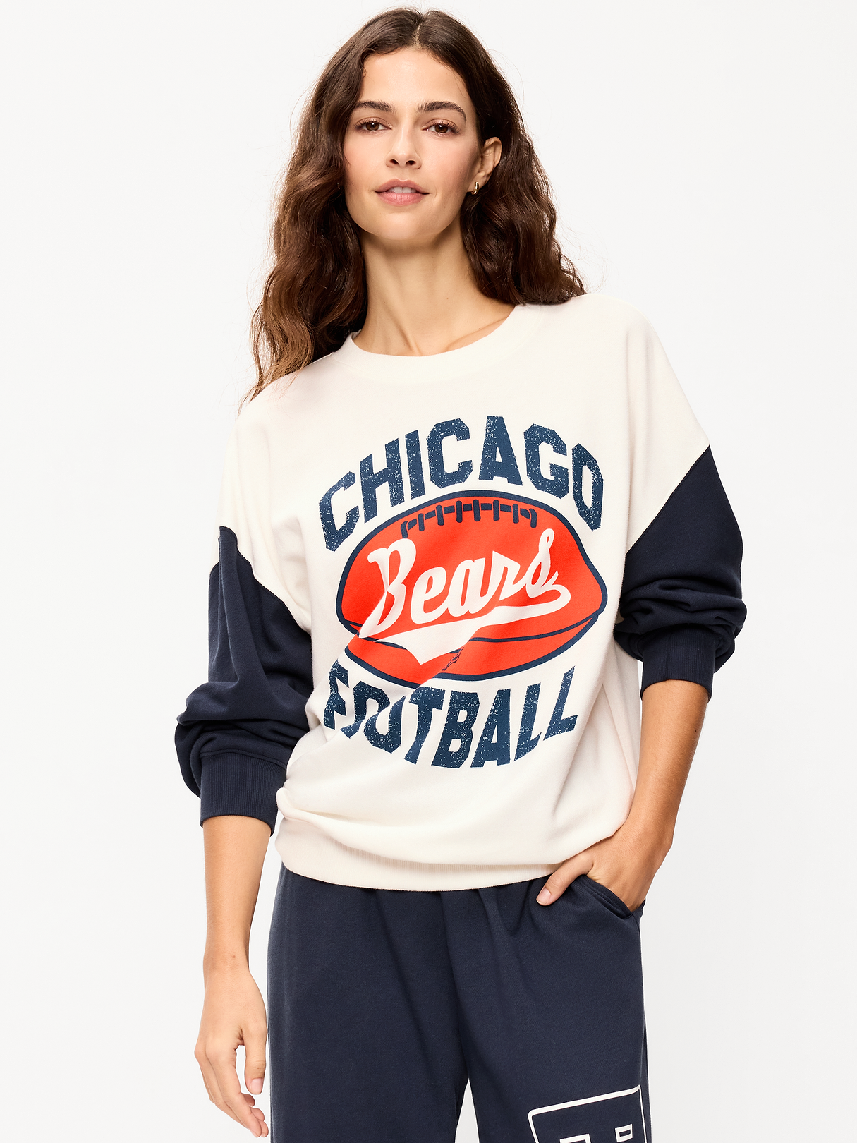 Buffalo Bills Oversized Fleece Sweatshirt for Women - Chicago Bears