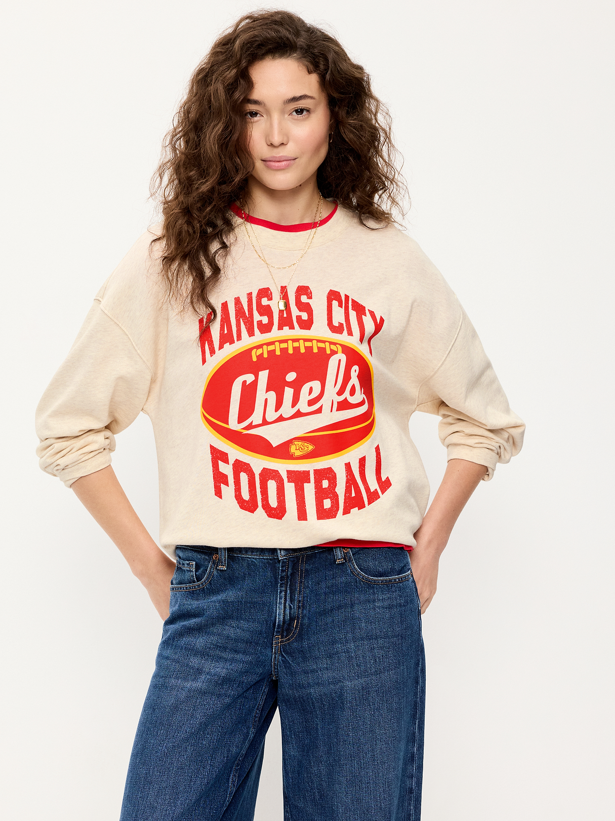 Buffalo Bills Oversized Fleece Sweatshirt for Women - Kansas City Chiefs