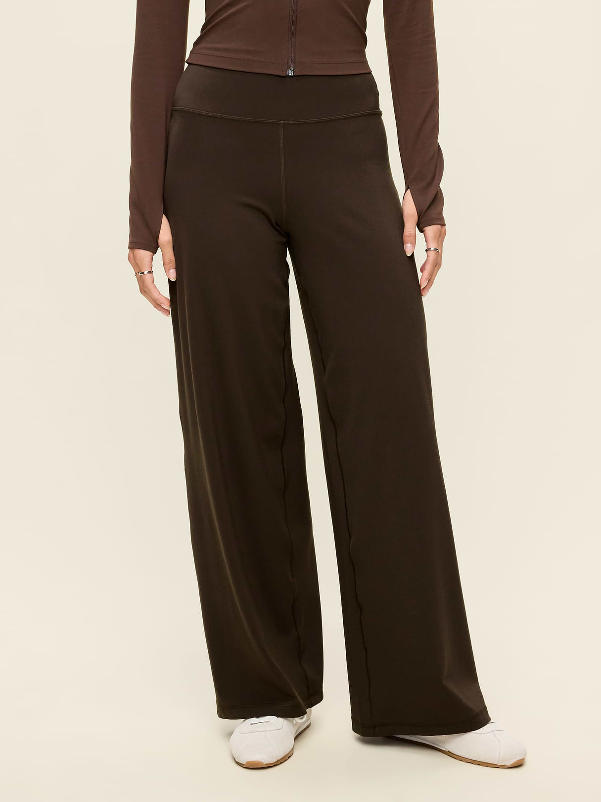 High-Waisted StudioSmooth Wide-Leg Pants - Black Coffee