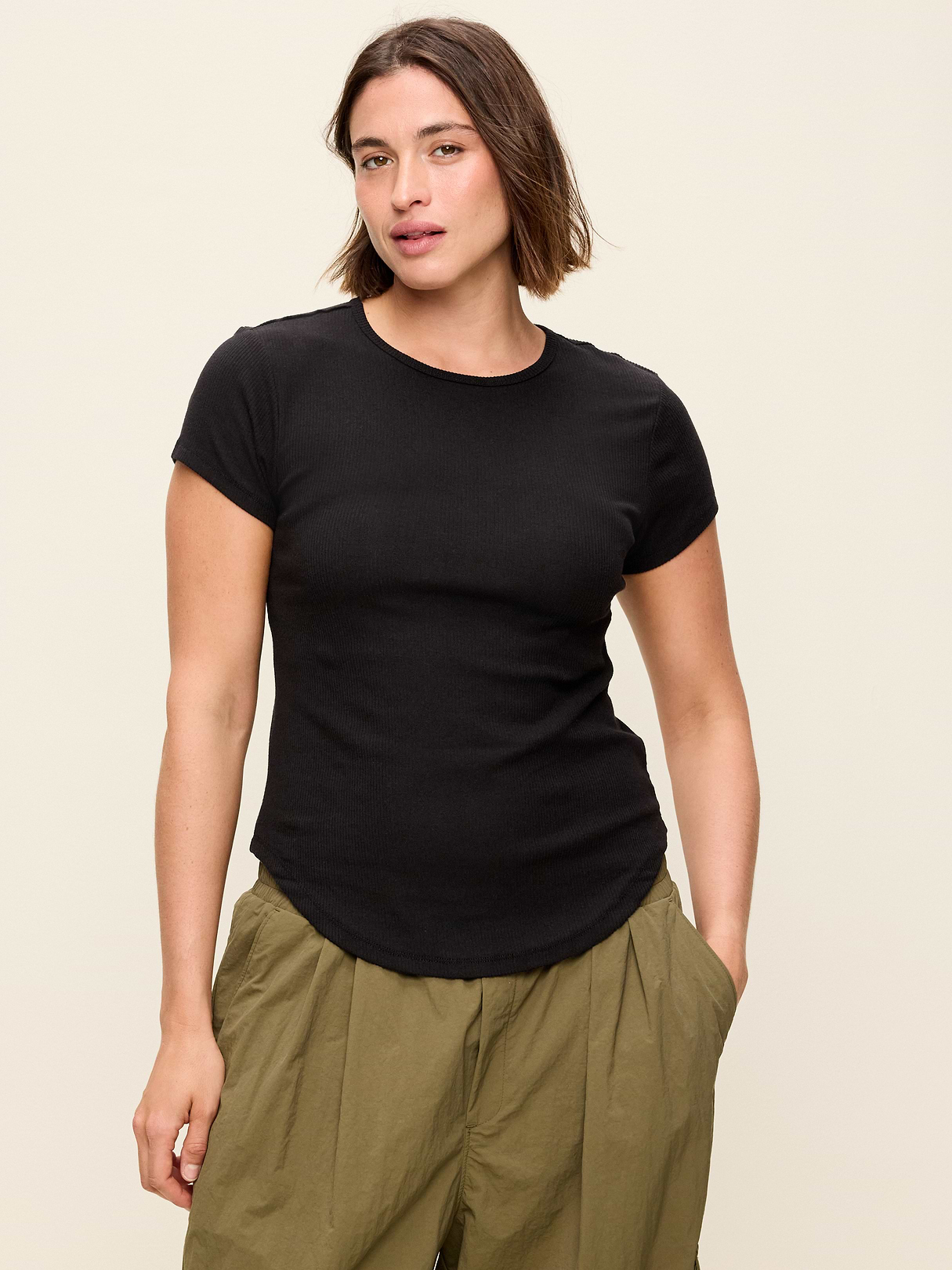 CloudLite Crew-Neck Ribbed T-Shirt - Black Jack