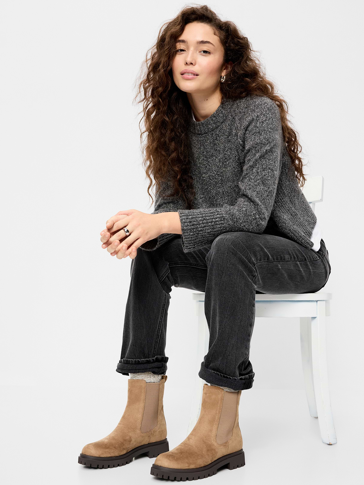 Faux-Suede Chelsea Boots for Women - Warm Taupe