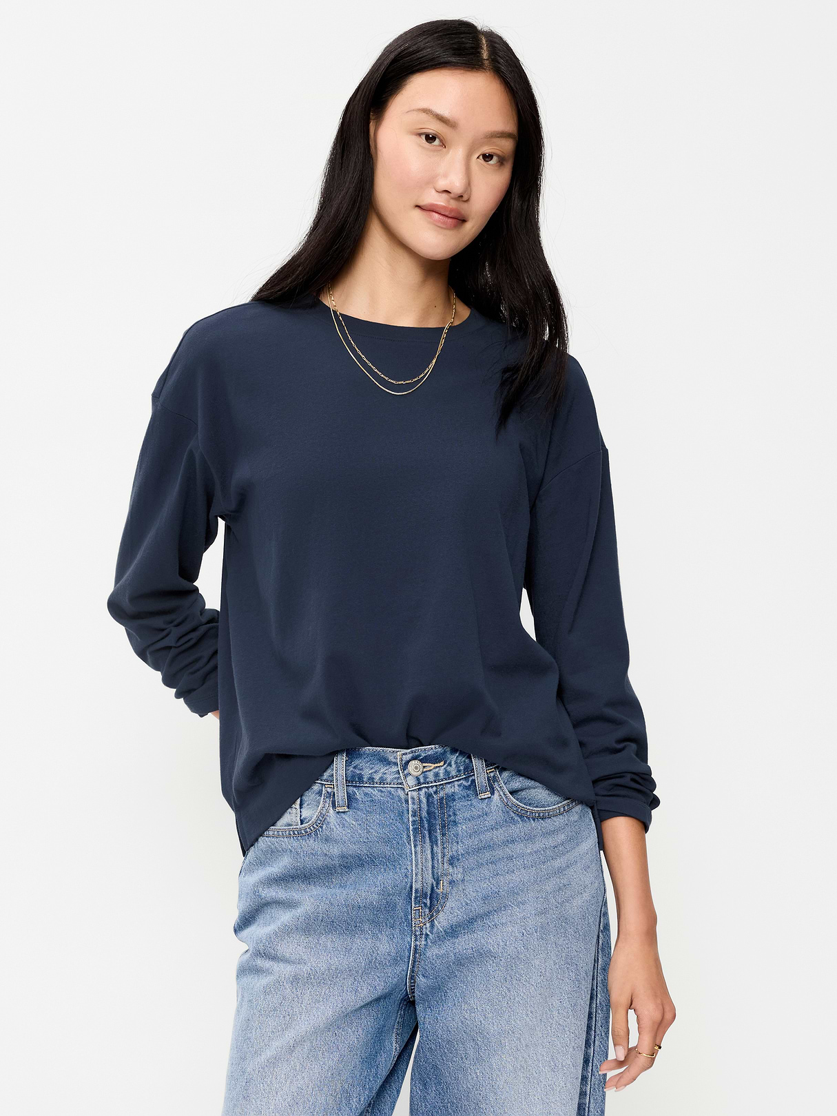 Vintage Long-Sleeve Crew-Neck T-Shirt - Gothic Blue
