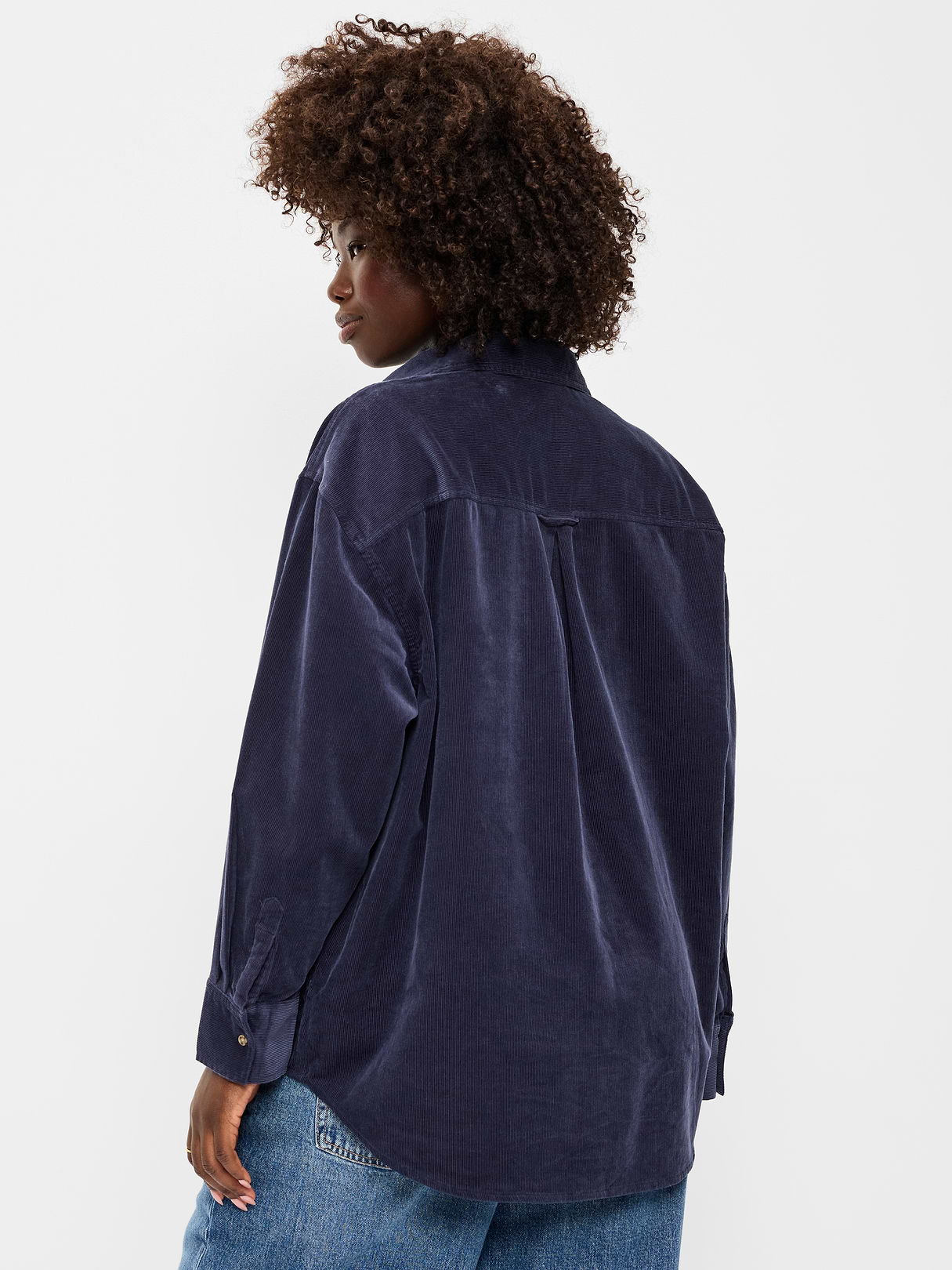 Oversized Boyfriend Button-Down Corduroy Shirt - Volcanic Glass