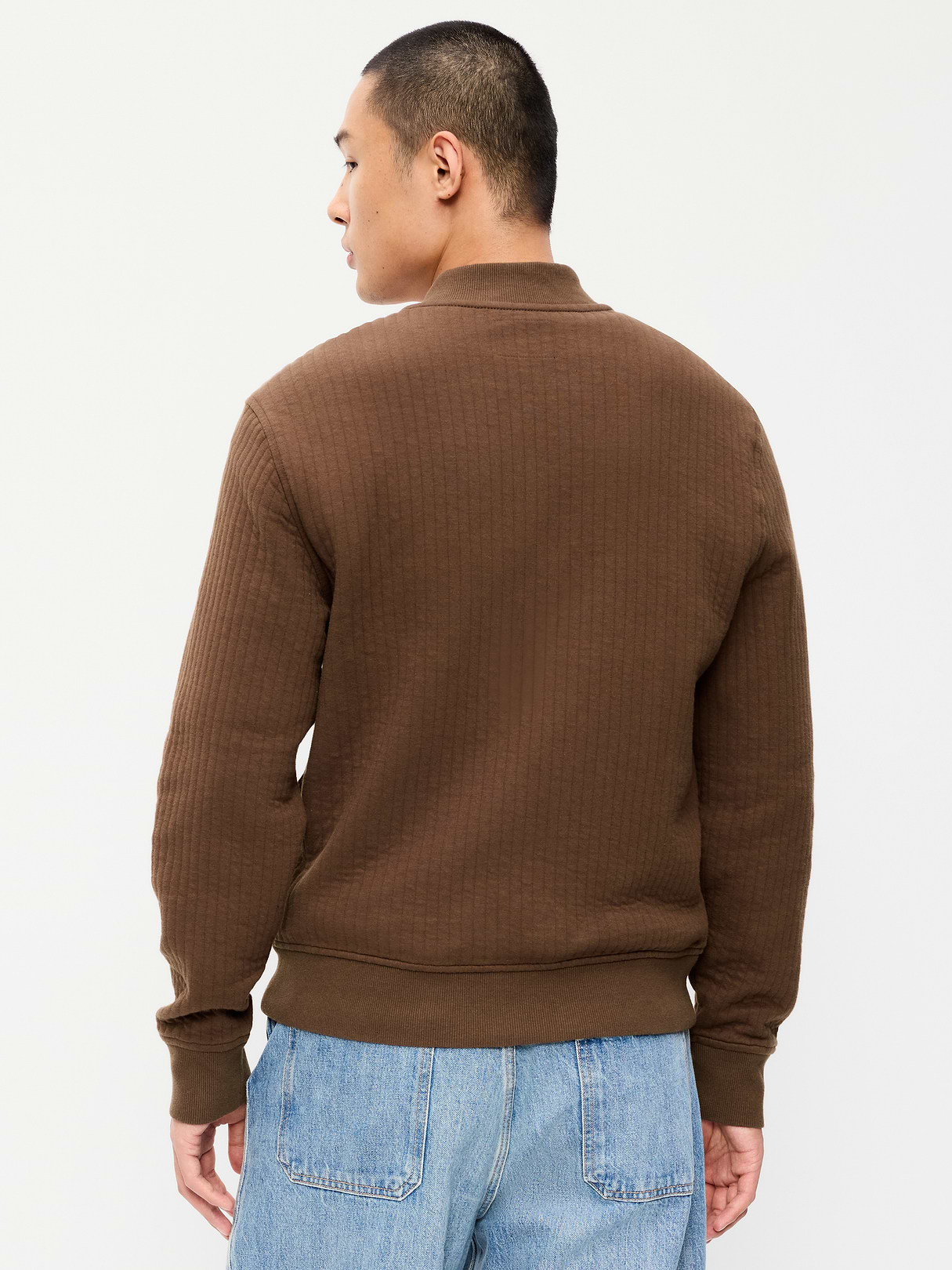 Quilted Fleece Bomber Jacket - Dark Walnut