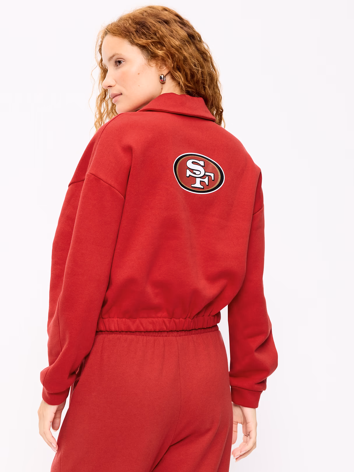 Buffalo Bills Oversized Fleece Bomber Jacket for Women - San Francisco 49ers
