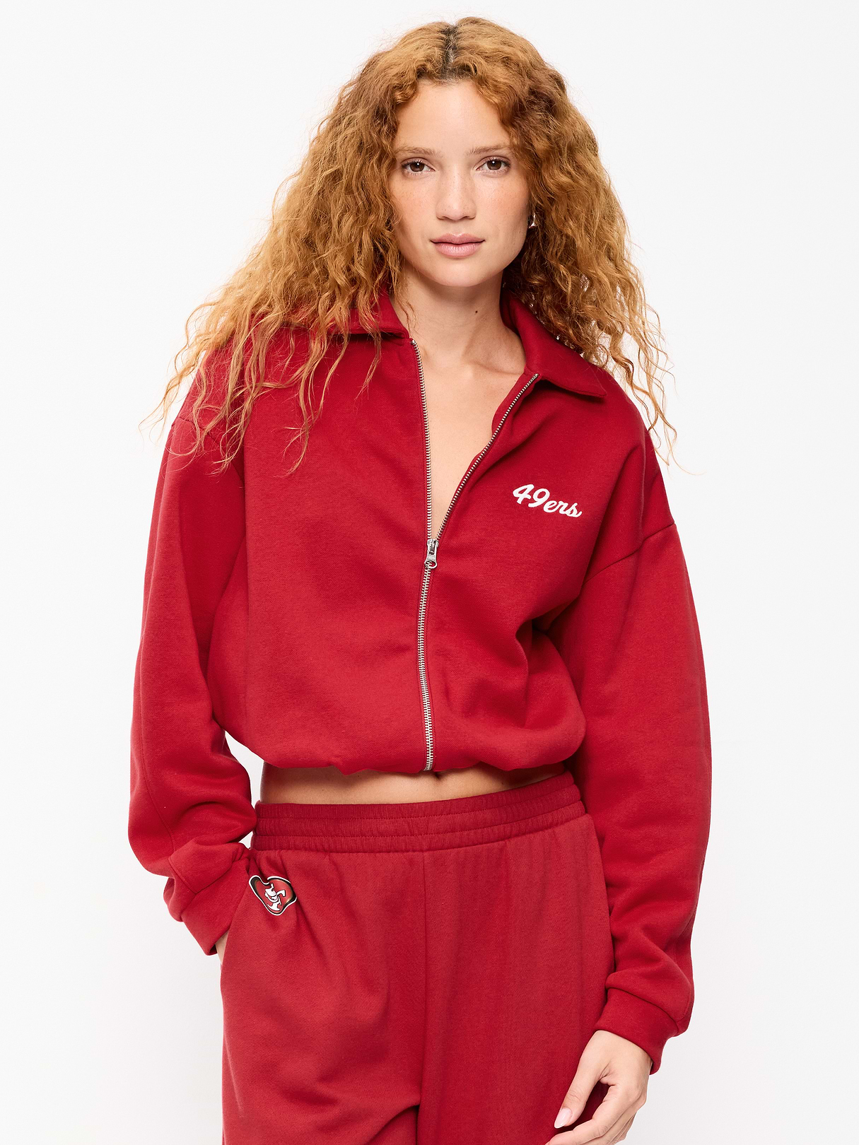 Buffalo Bills Oversized Fleece Bomber Jacket for Women - San Francisco 49ers